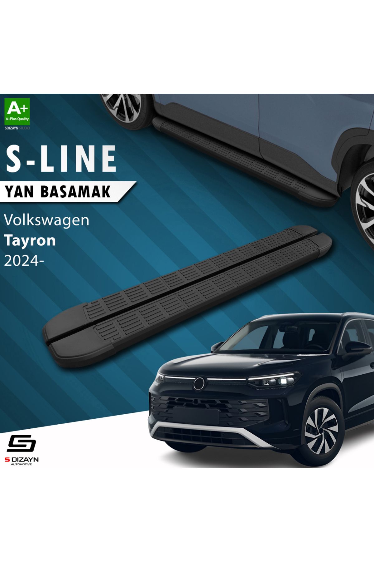 Life Tuning S-Dizayn VW Tayron 2 S-Line Siyah Yan Basamak 193 Cm 2024 Üzeri A+ Kalite