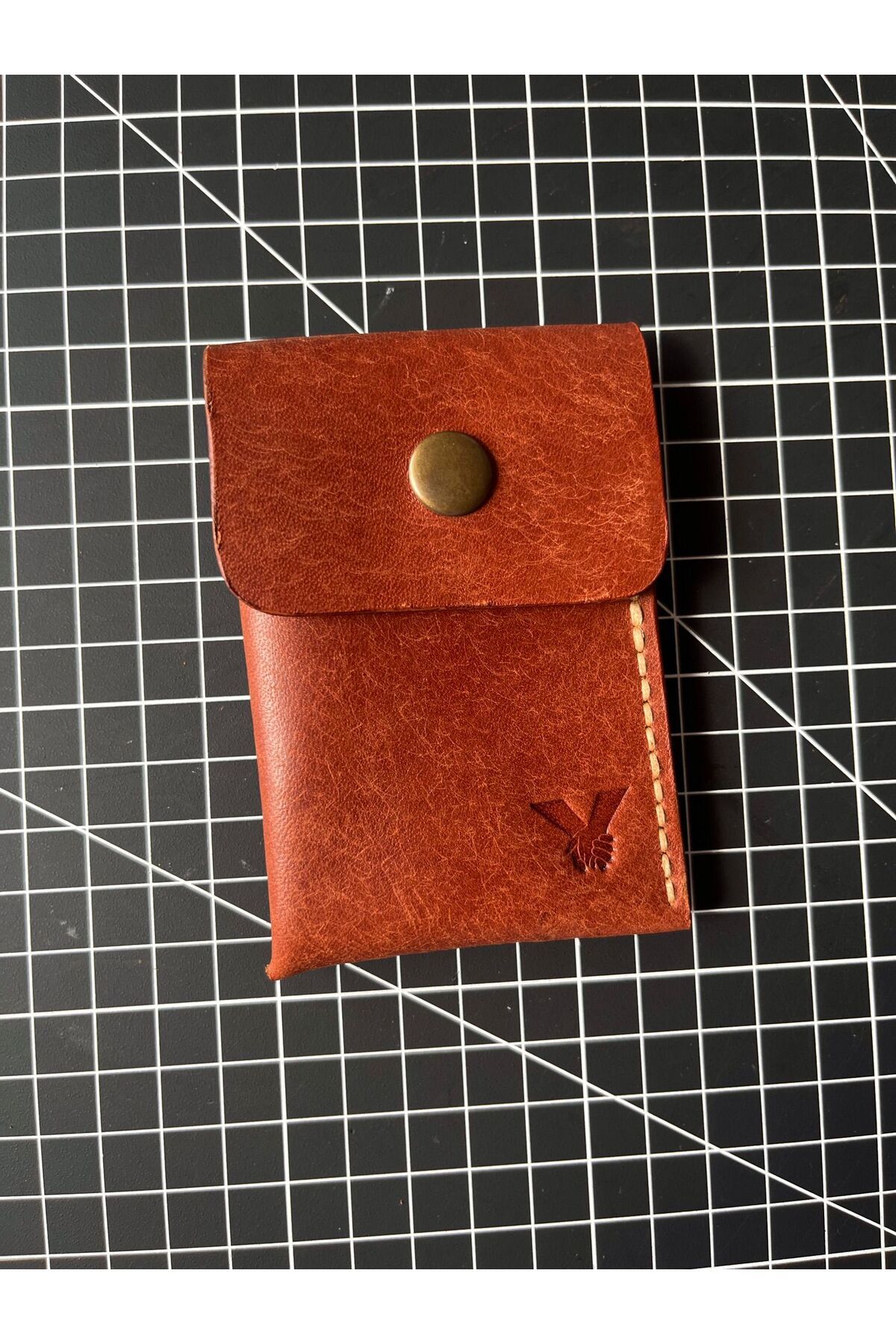 HAT Leather Gerçek İtalyan Derisinden Avuç İçi '' Click'' Kartlık- Kiremit
