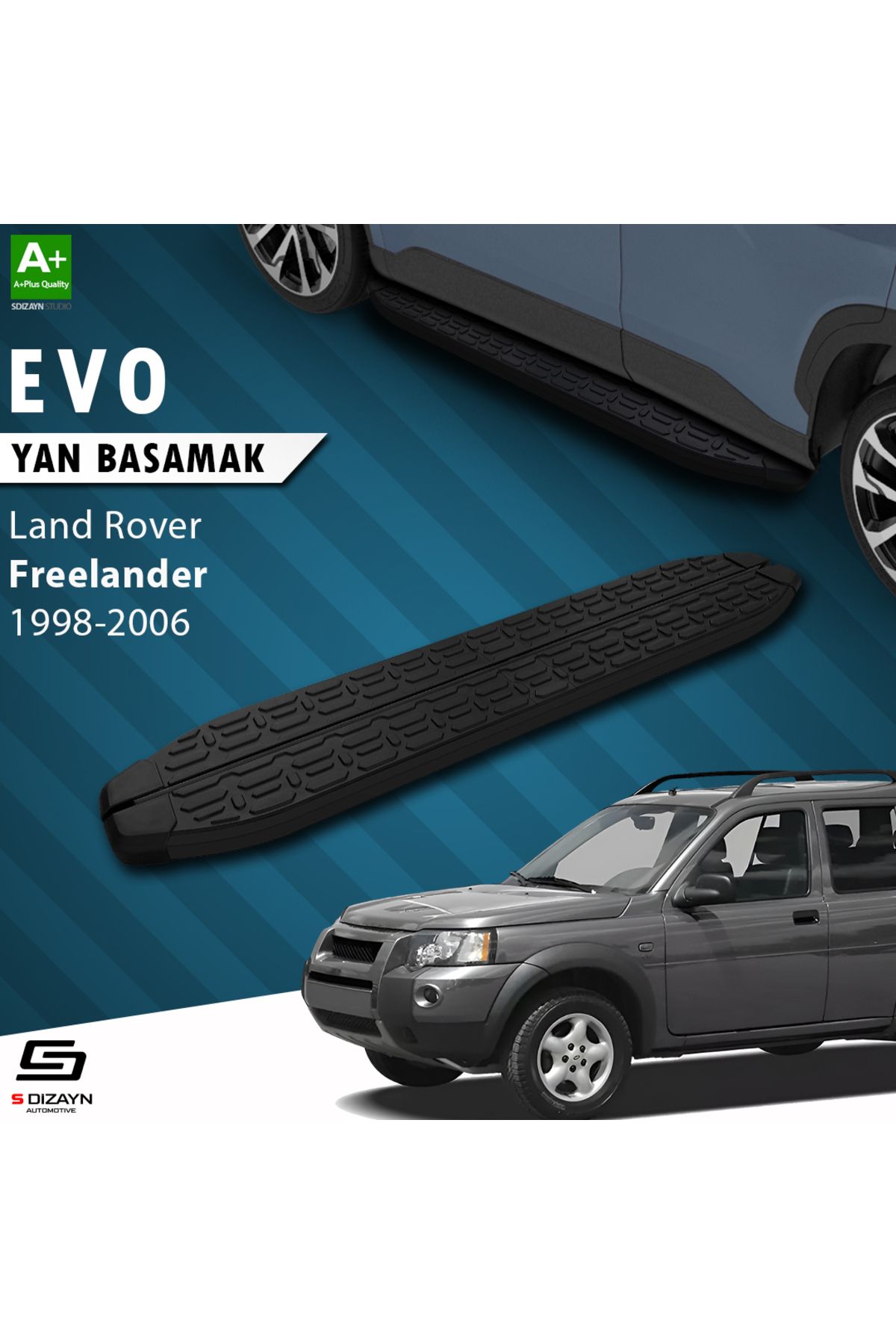 Life Tuning S-Dizayn Land Rover Freelander Evo Siyah Yan Basamak 163 Cm 1998-2006 A+ Kalite