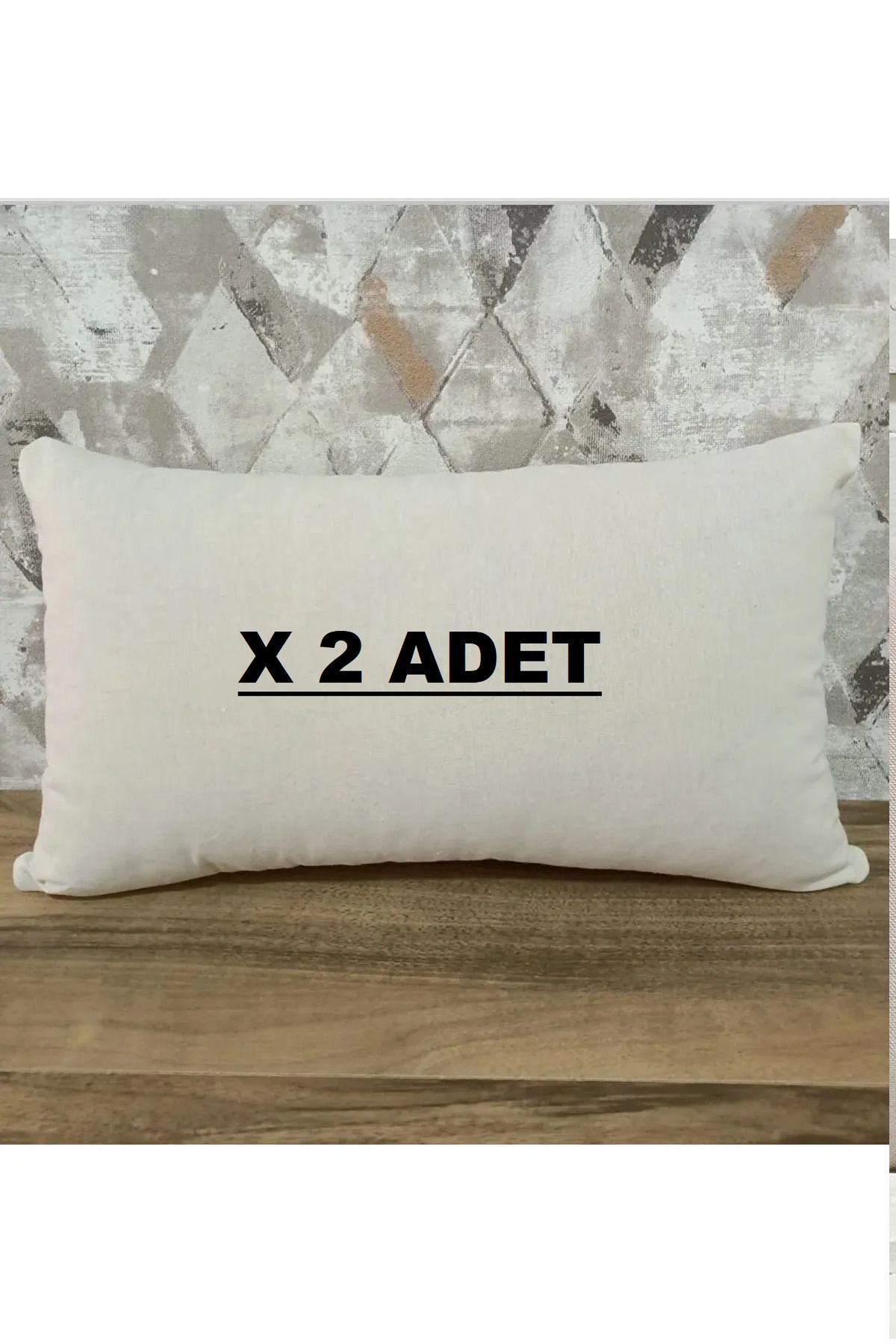 Belomia Home Collection Bej Rengi Keten Kırlent Kılıfı Dikdörtgen Kırlent Kılıfı 2 Adet