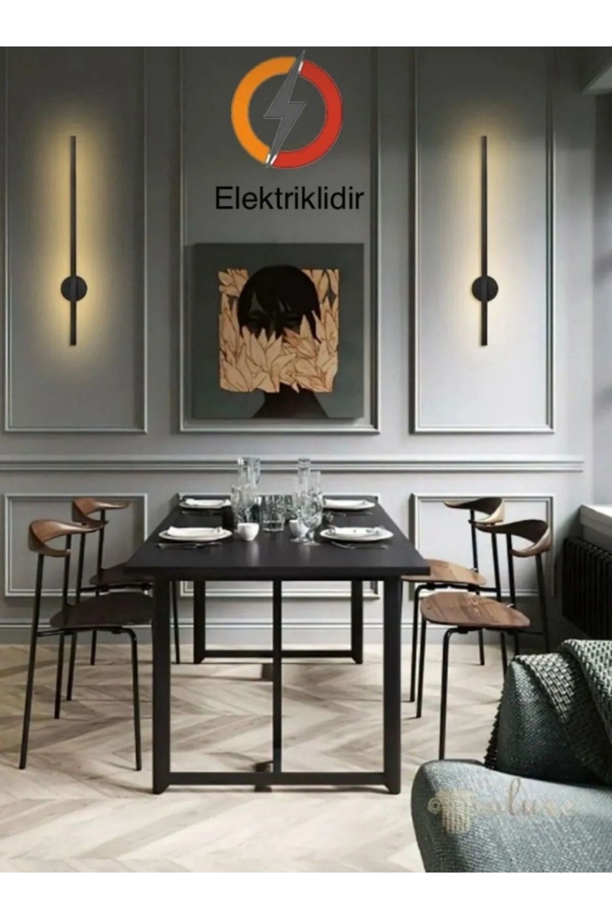 Betül Home Design Modern Dekoratif Luxury Ledli Duvar Aplik Siyah 1 Adet ( Elektrikli)
