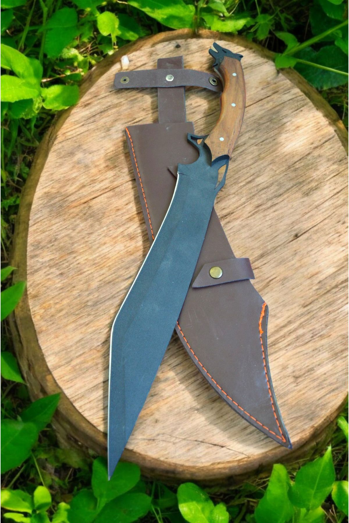 MERTCAN KNİFE 50 cm kurt başlı orman palası outdoor av ve kamp bıçağı mutfak bıçağı çakı kasap et bıçağı