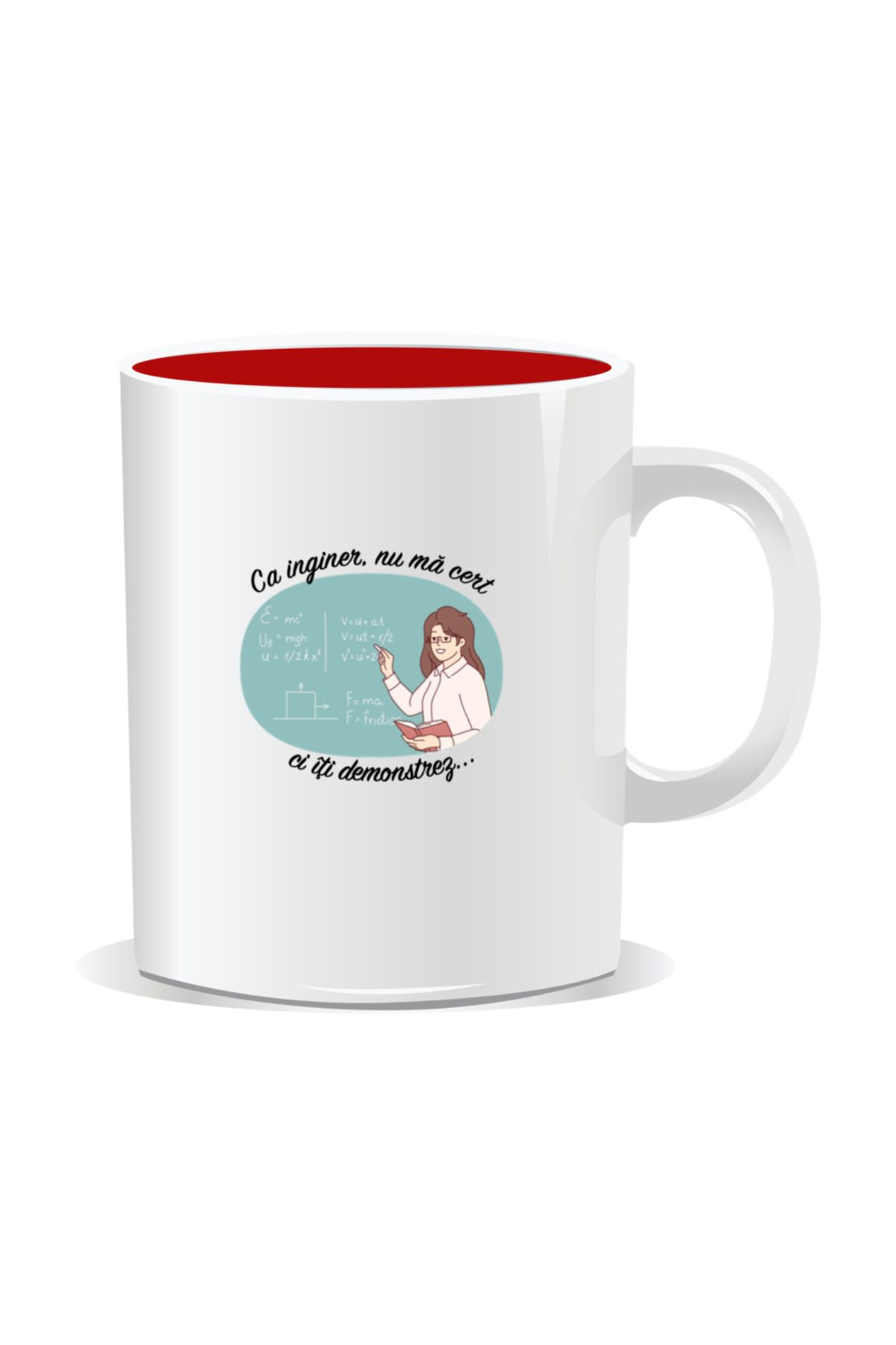 OEM-Personalized mug with messages for engineers, As an engineer I don't argue, I prove it to you - Red interior 1