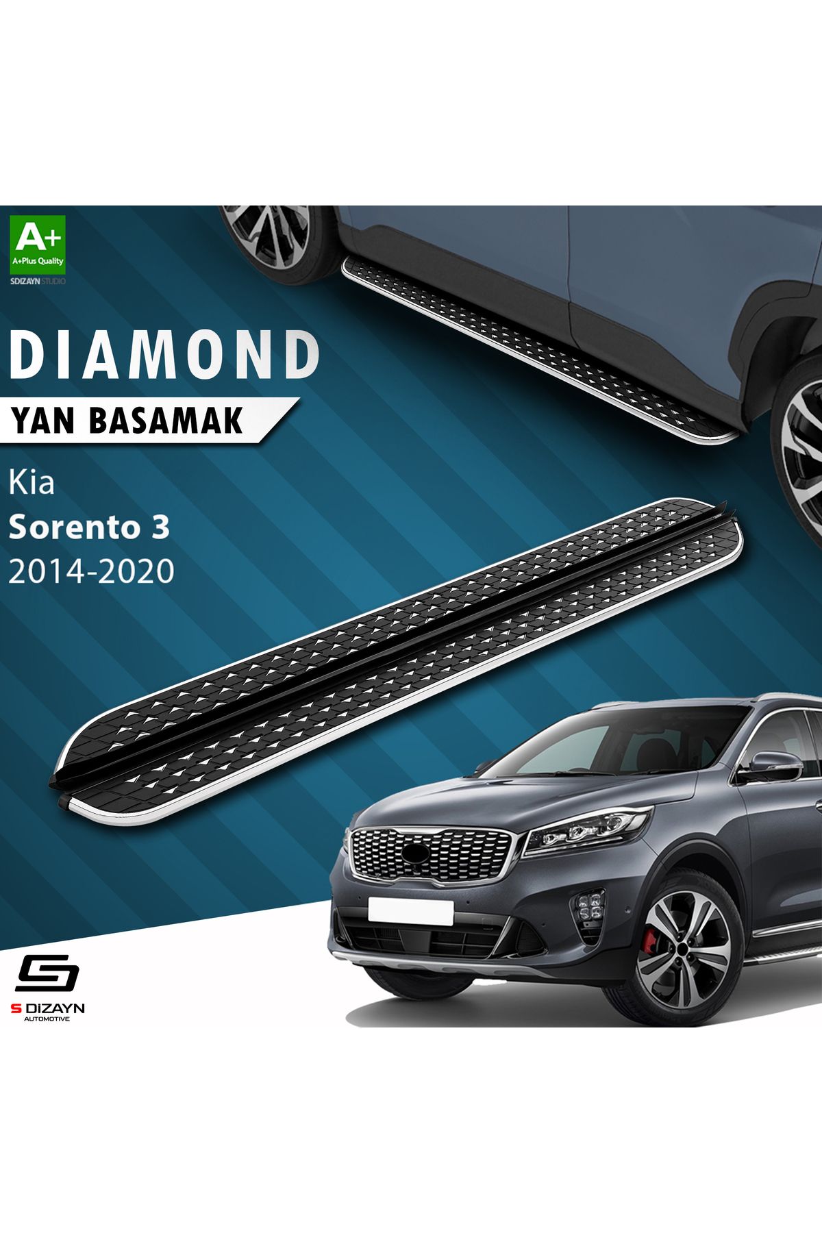 Life Tuning S-Dizayn Kia Sorento 3 Diamond Krom Yan Basamak 183 Cm 2014-2020 A+ Kalite
