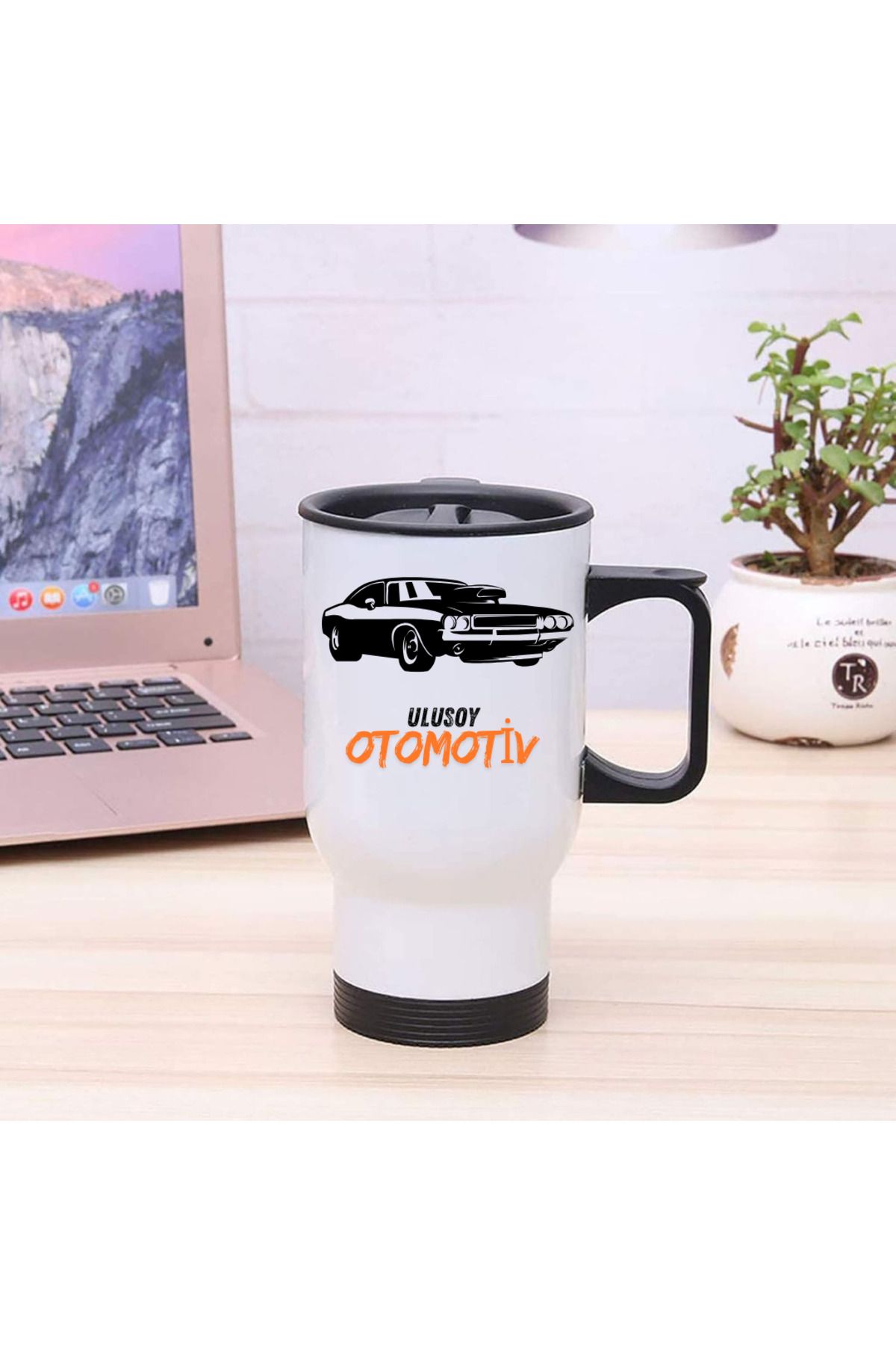 gifttime Firmalara Özel Kulplu Logolu Çelik Bardak Termos - 450mlt