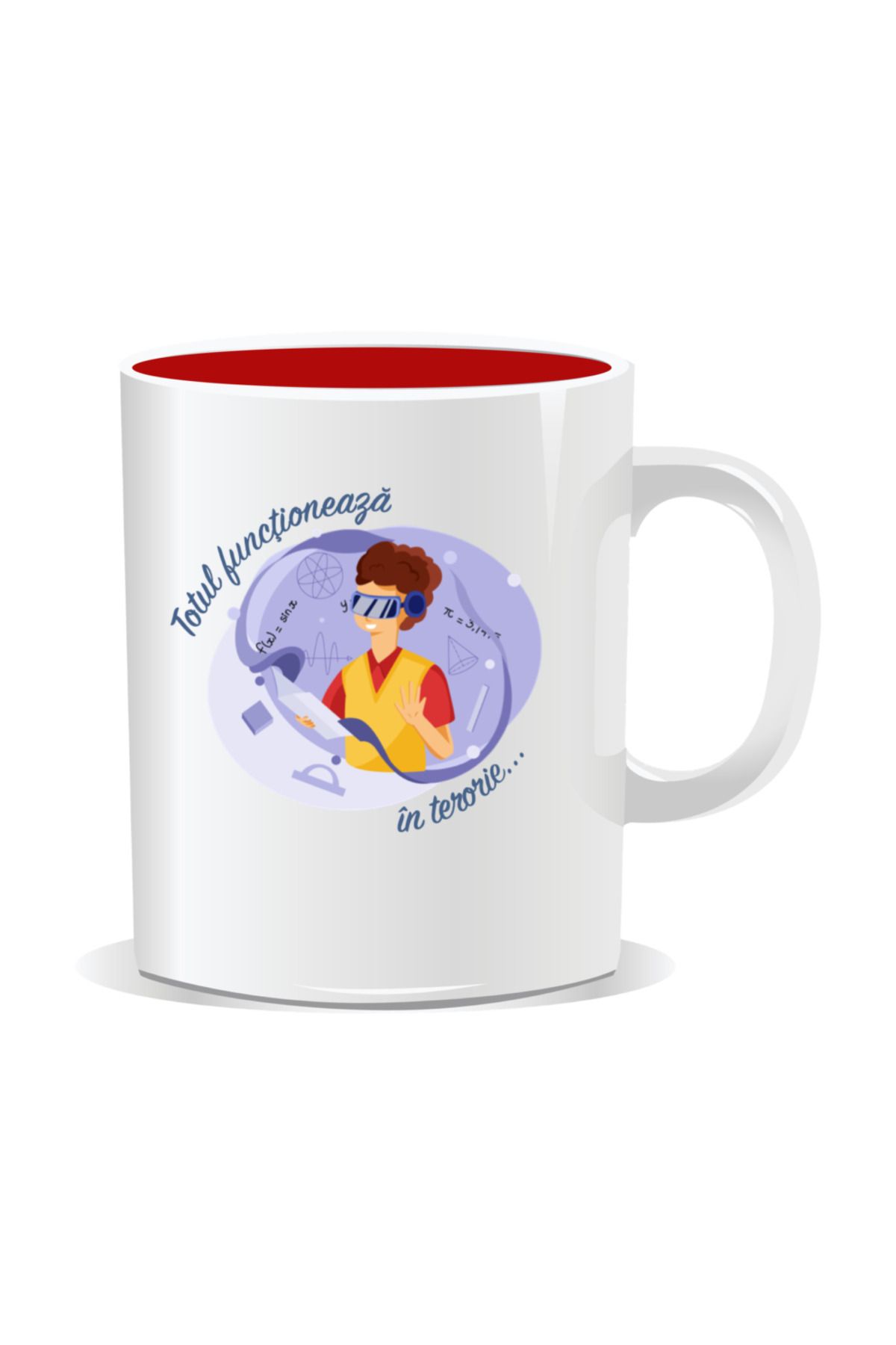 OEM-Personalized mug with messages for engineers, Everything works...in theory - Red interior 1