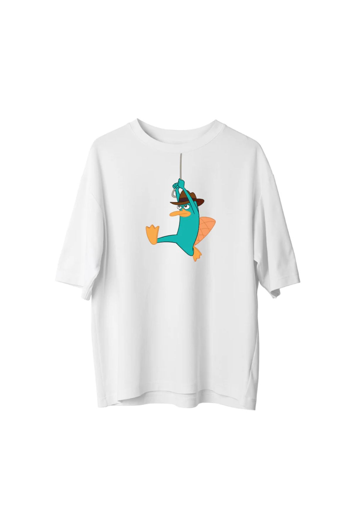 Koklonmoda Unisex Ornitorenk Baskılı Oversize T-Shirt