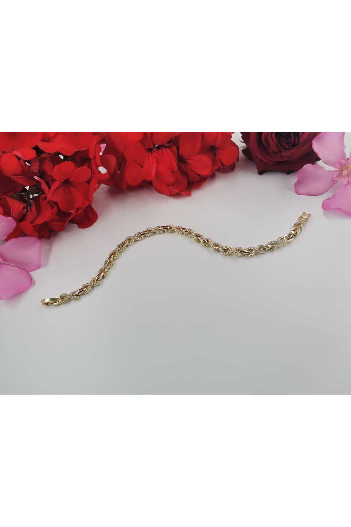 Wibex accessory 14.K Altın Kaplama Zirkon Taşlı Bileklik