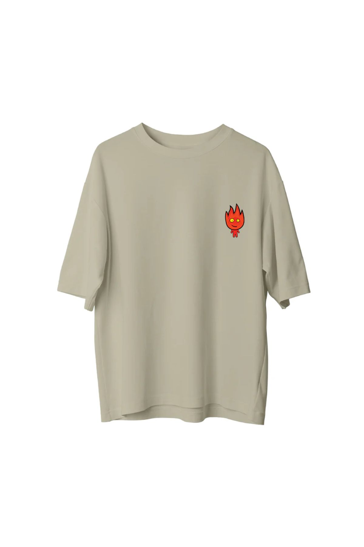 Koklonmoda Büyük Beden Unisex Ateş Baskılı Oversize T-Shirt