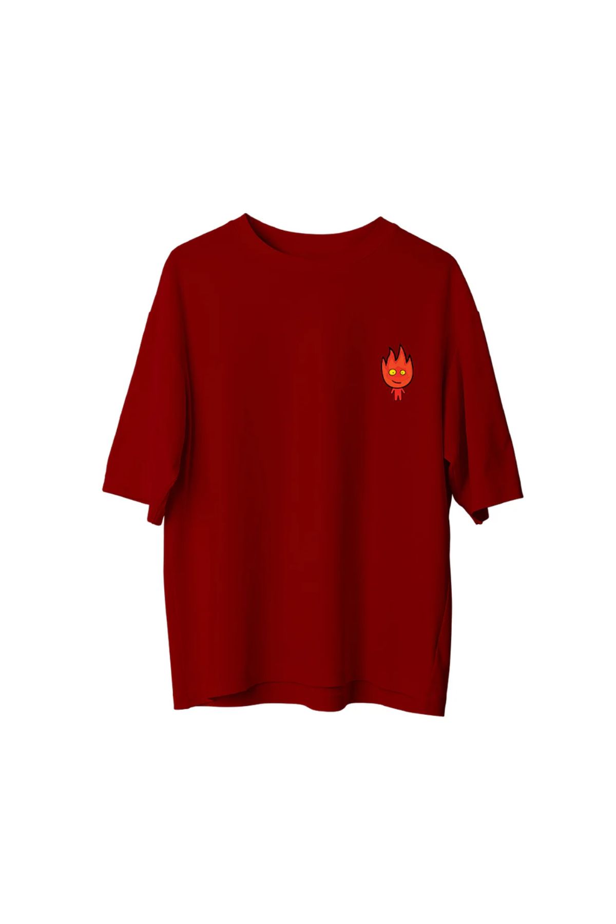 Koklonmoda Büyük Beden Unisex Ateş Baskılı Oversize T-Shirt
