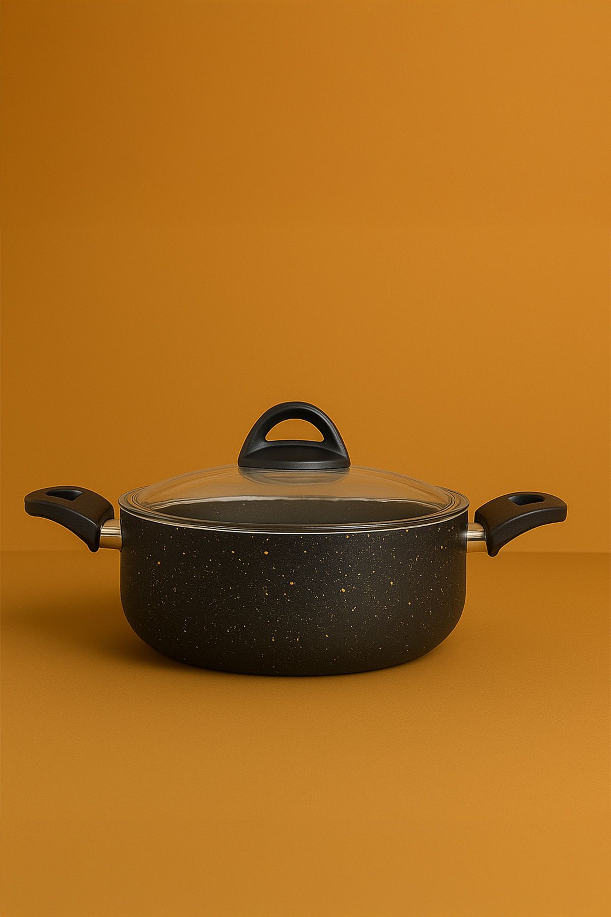 YUNUSOĞLU HOME 24 cm Granit Tencere – 5 Litre, Isınmaz Bakalit Kulplu, Cam Kapaklı, Alüminyum Tabanlı