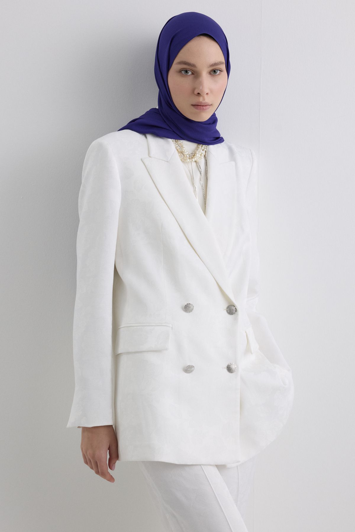 FENZA SCARF Paris İpeği Şal - Koyu Saks