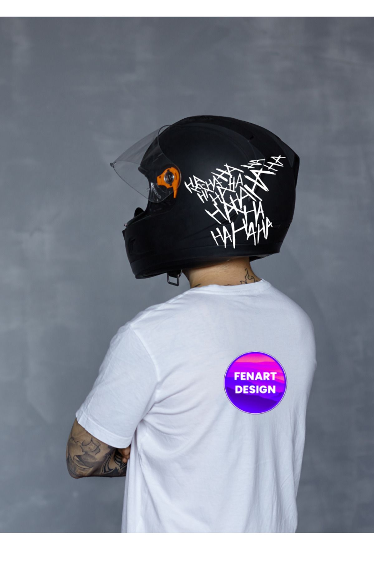 Nenya HA HA HA HA Yazı Motor Kask Araba Oto Sticker Beyaz