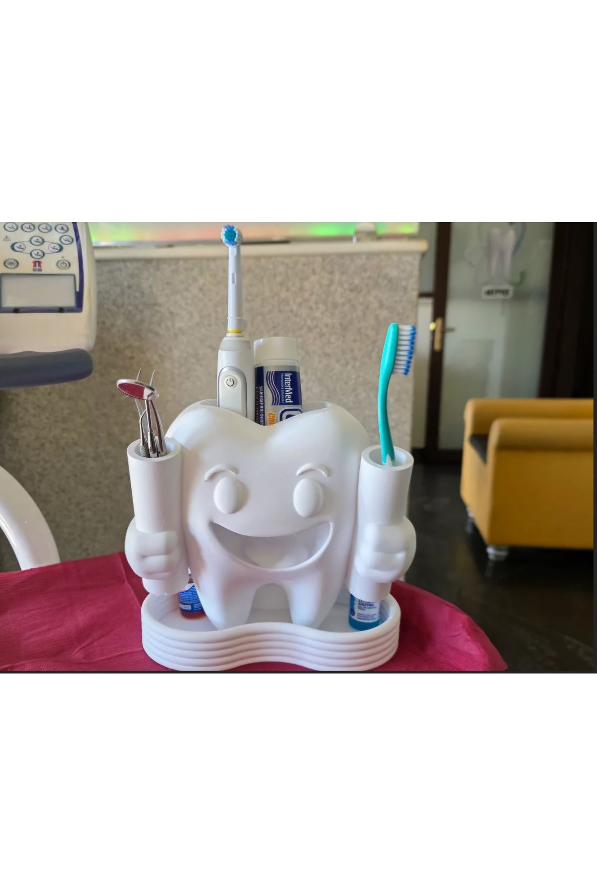 ABAS Happy Teeth Diş Fırçası & Macunluk – Sevimli 3D Baskı Organizer