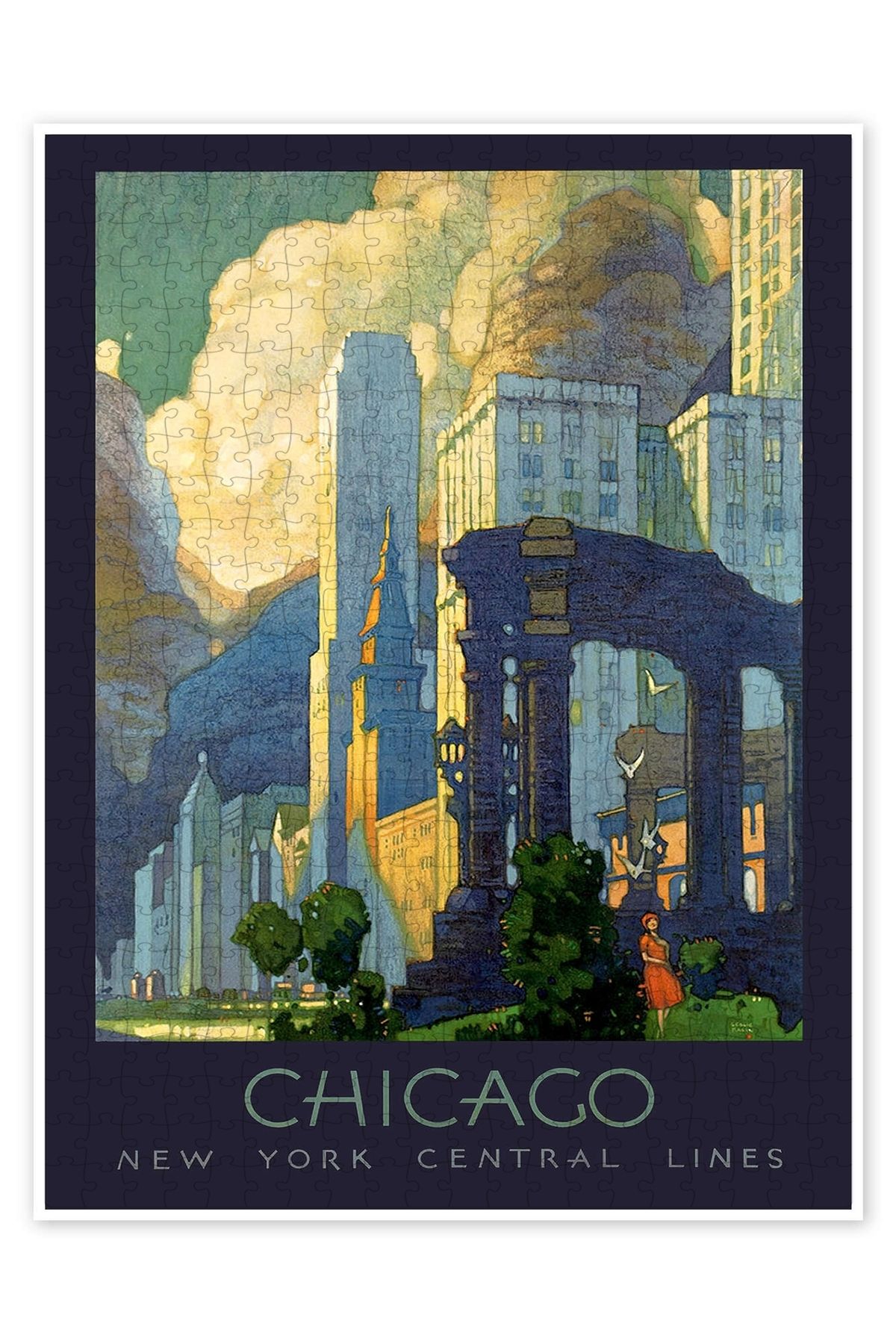 Jeronkarji Chicago 500 Parça Puzzle Yapboz Şehir Manzara Temalı Hobilik