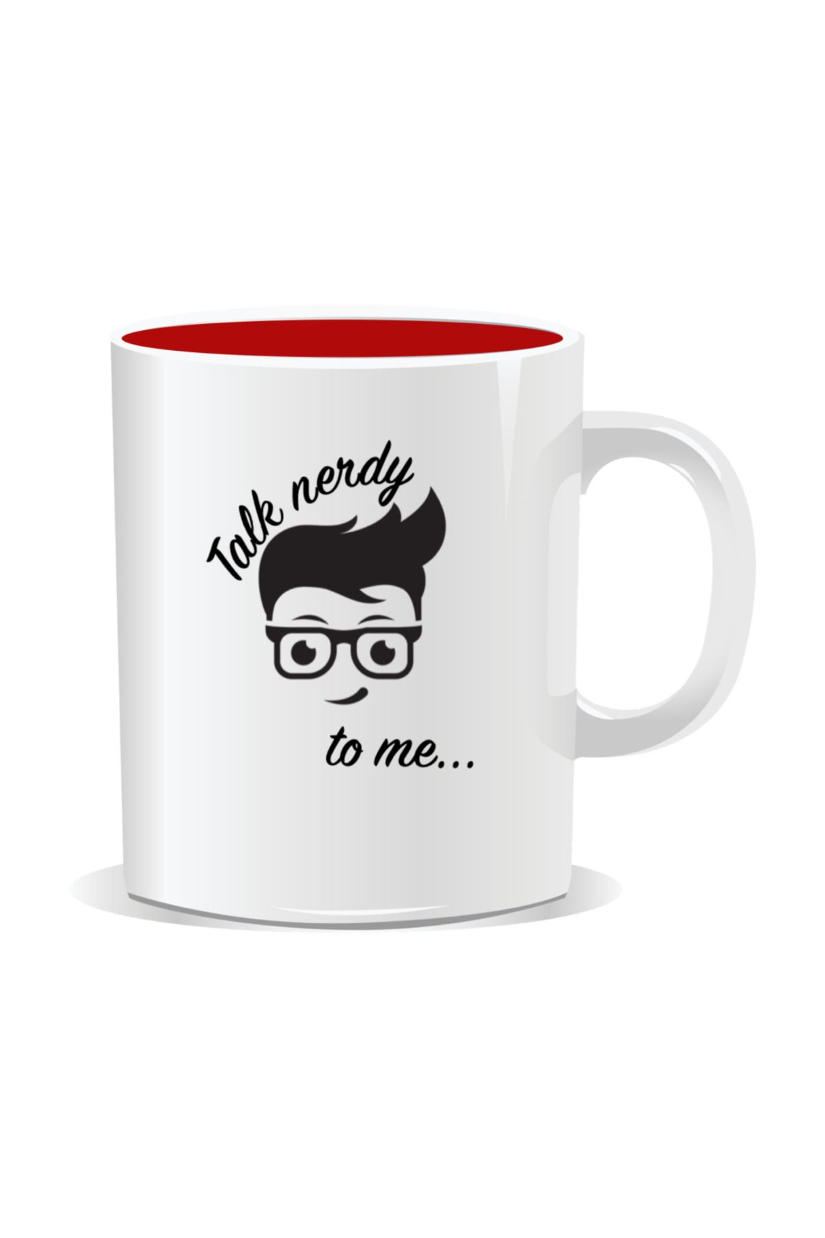 OEM-Personalized mug with messages for nerds, Talk nerdy to me - Red interior 1