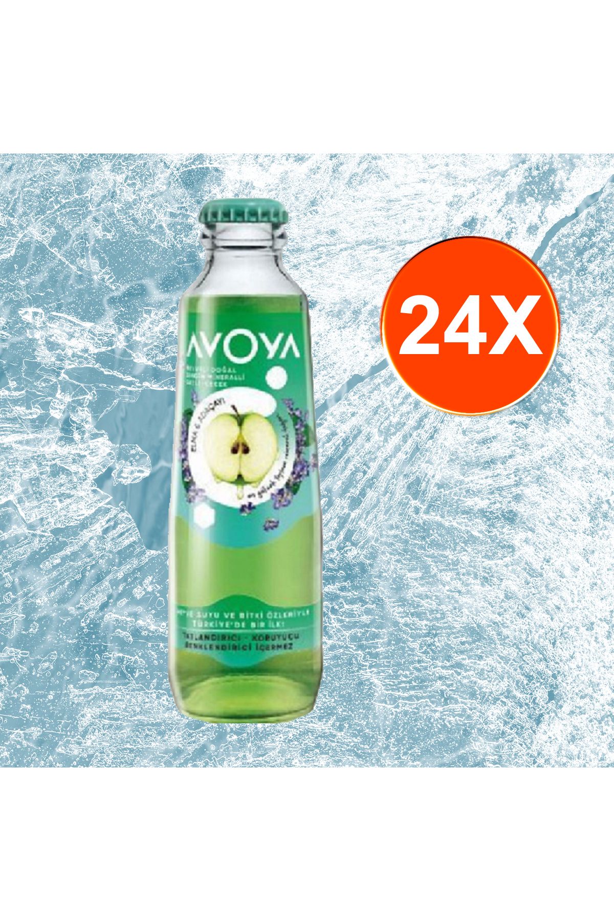 AVOYA Elma ve Adaçayı Aromalı Maden Suyu 200 ML x 24 Adet