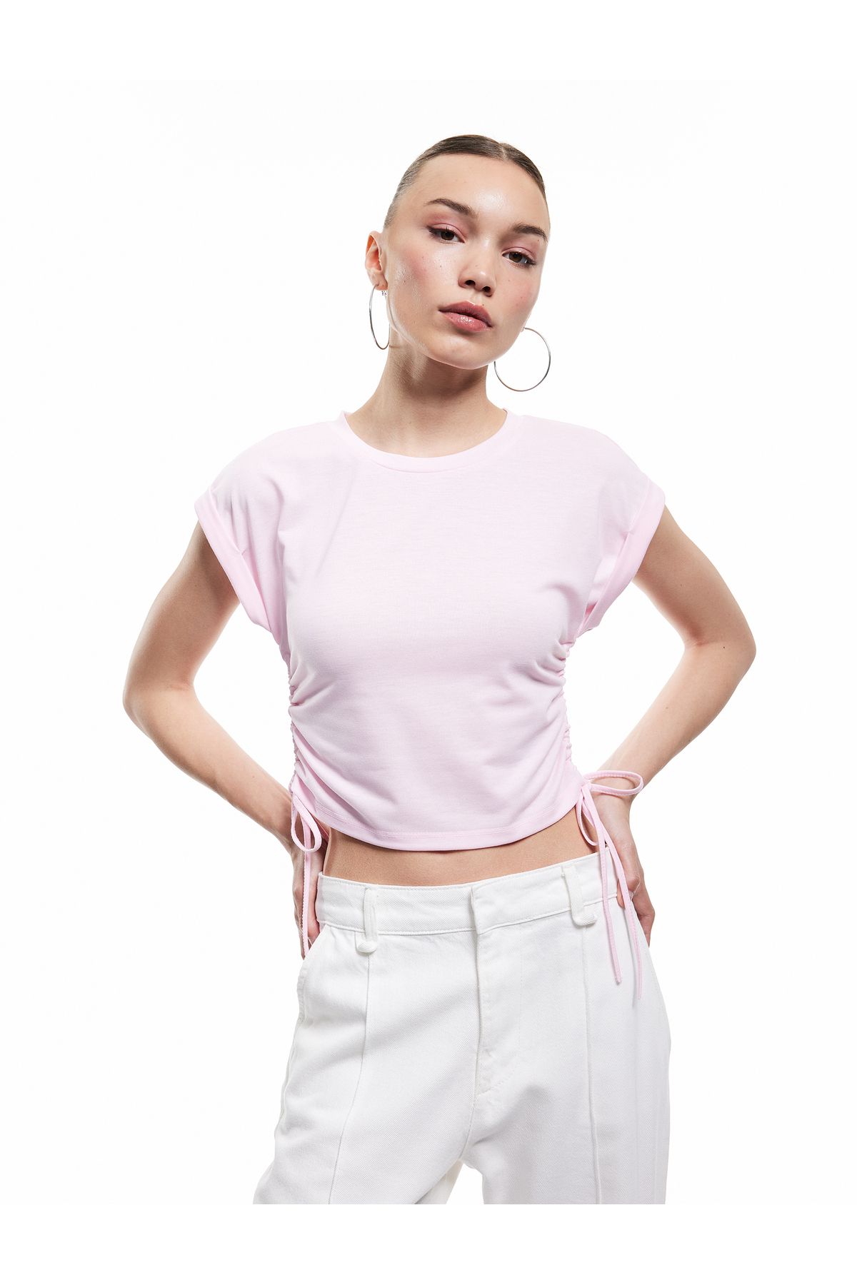 Koton Yeni Sezon Kolsuz Bisiklet Yaka Büzgülü Crop Atlet