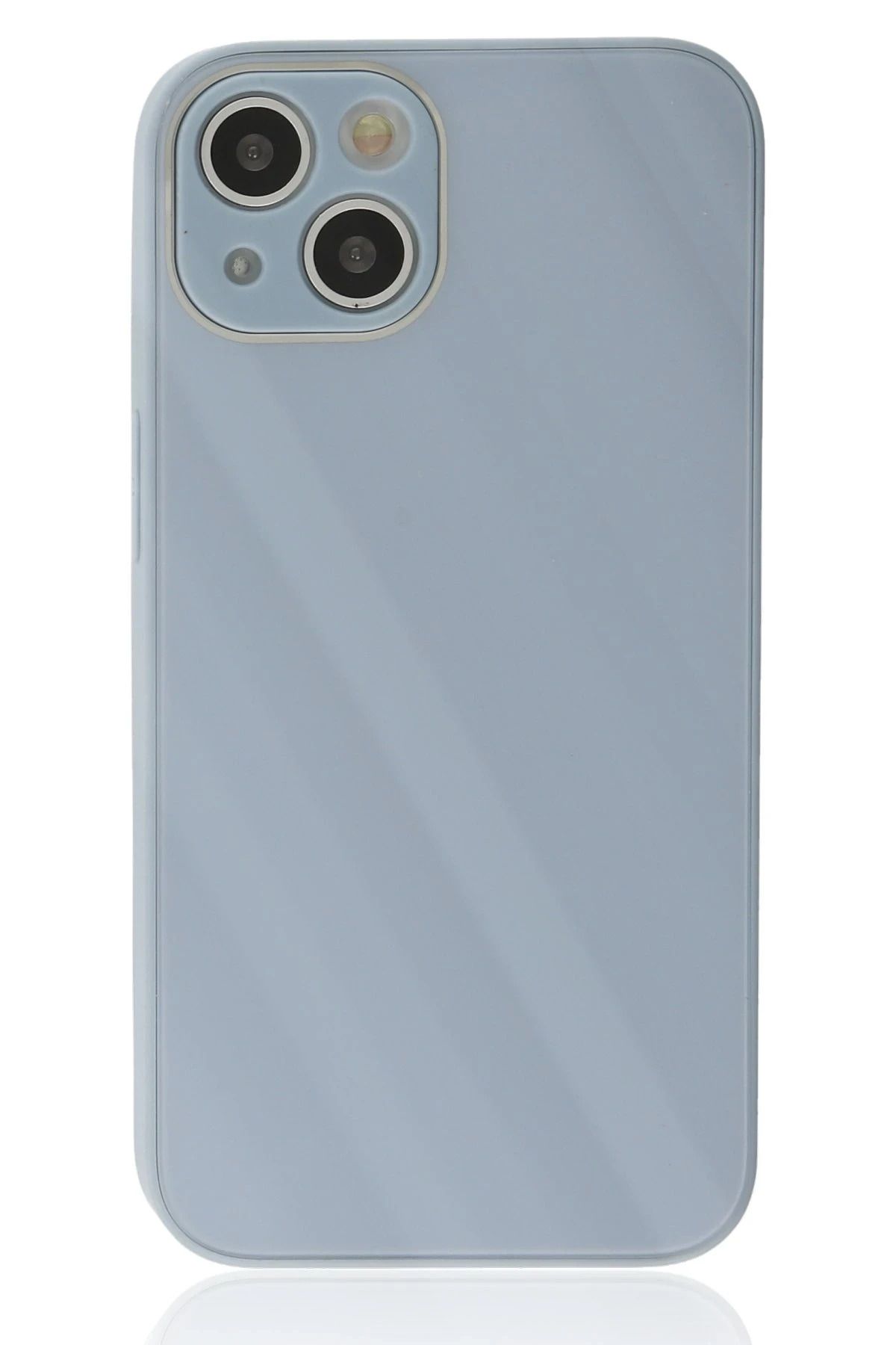 CepteToptan iPhone 14 Plus Kılıf Glass Kapak - Sky Blue