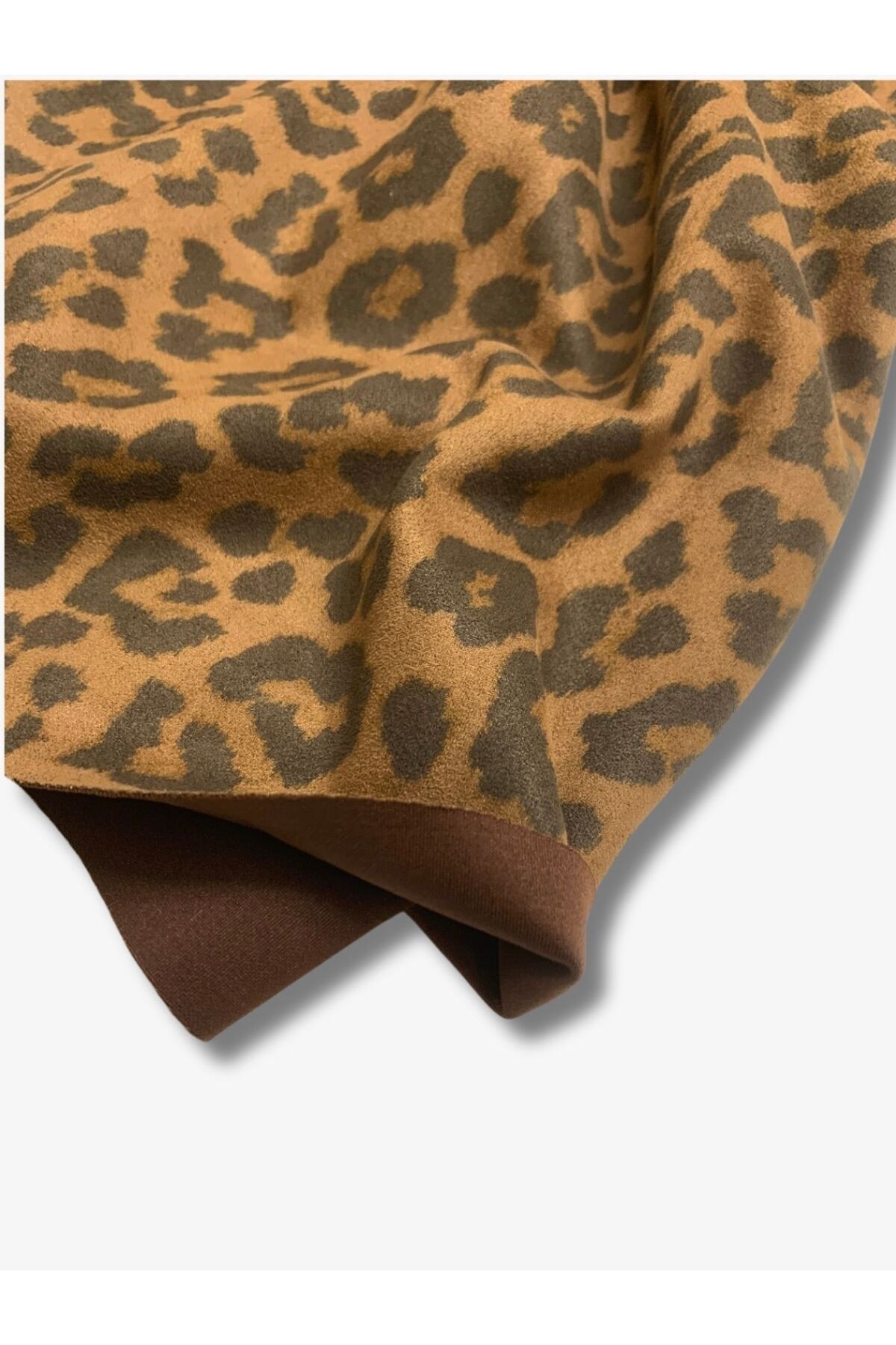 Yiğit Kumaş Süet Kumaş Kalın, Parça 50x140 cm Leopar Desenli