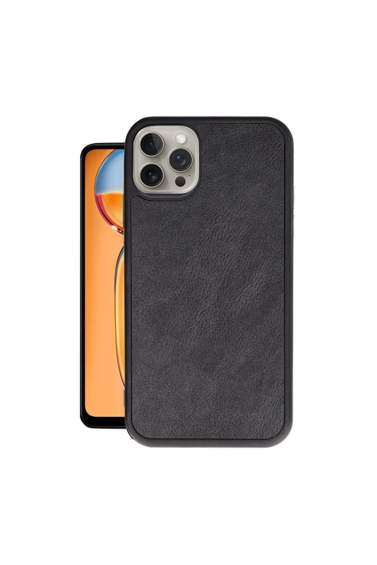 Toptan Bulurum iPhone 15 Pro Max Kılıf Aras Deri Kapak - Siyah