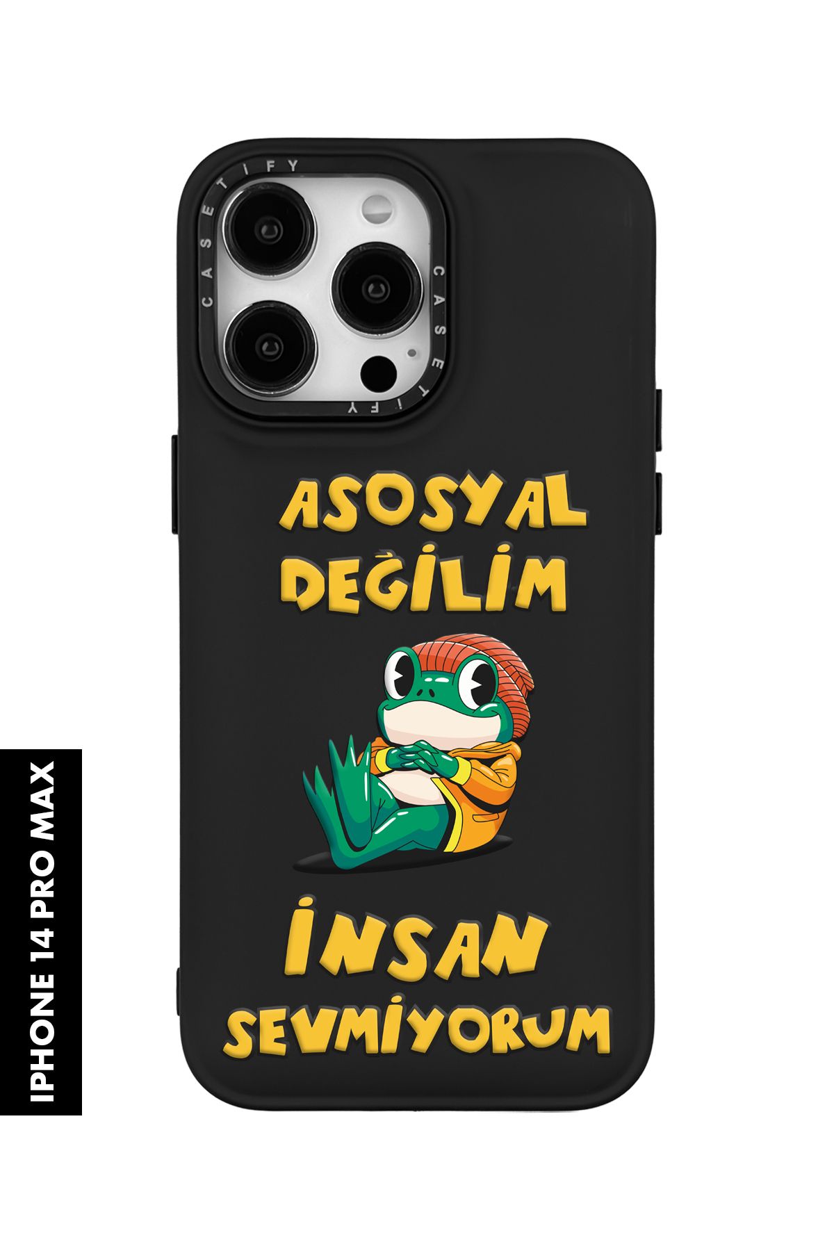 mooodcase iPhone 14 Pro Max Uyumlu Asosyal Desenli Silikonlu Pillow Kılıf
