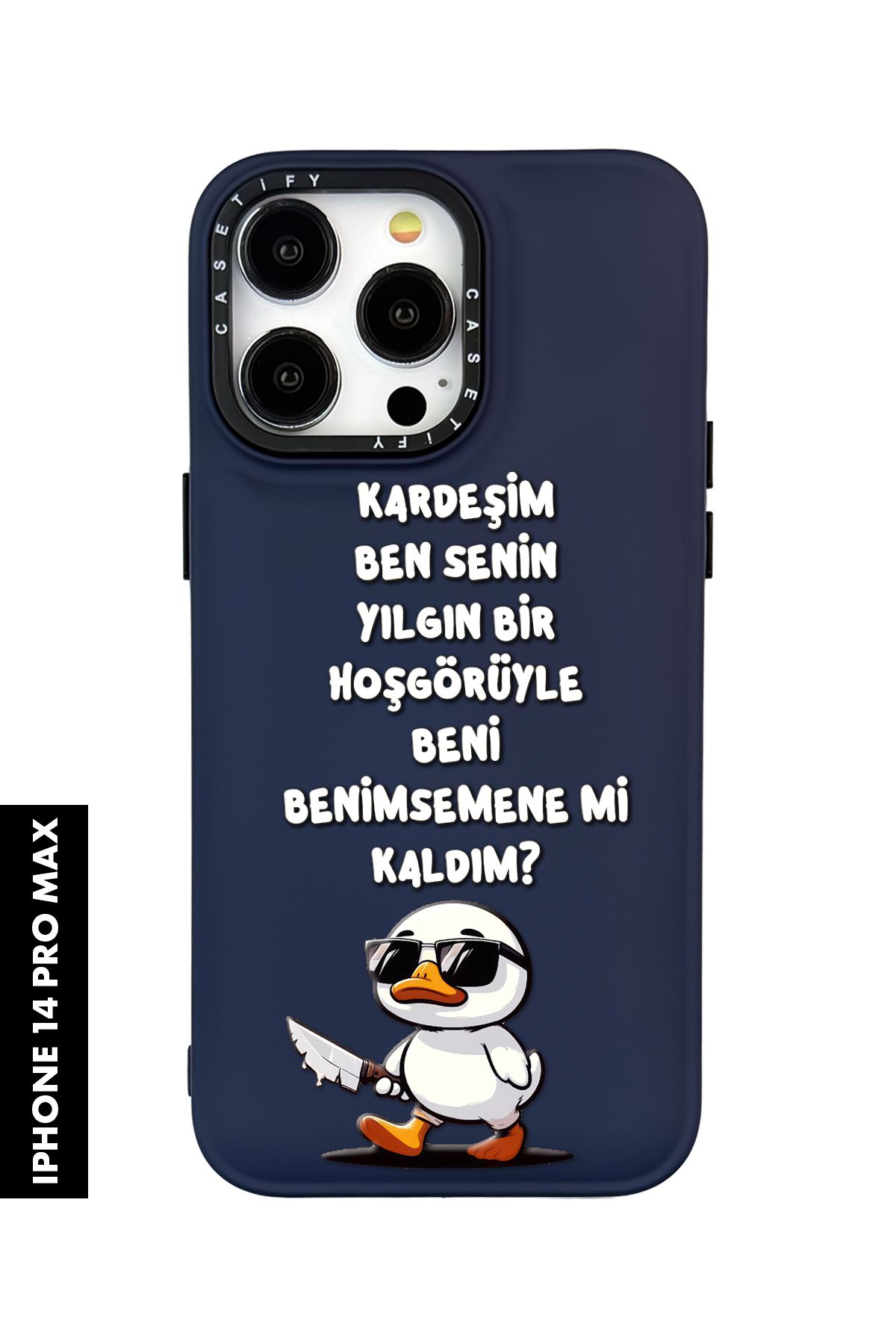 mooodcase iPhone 14 Pro Max Uyumlu Katil Ördek Desenli Silikonlu Pillow Kılıf
