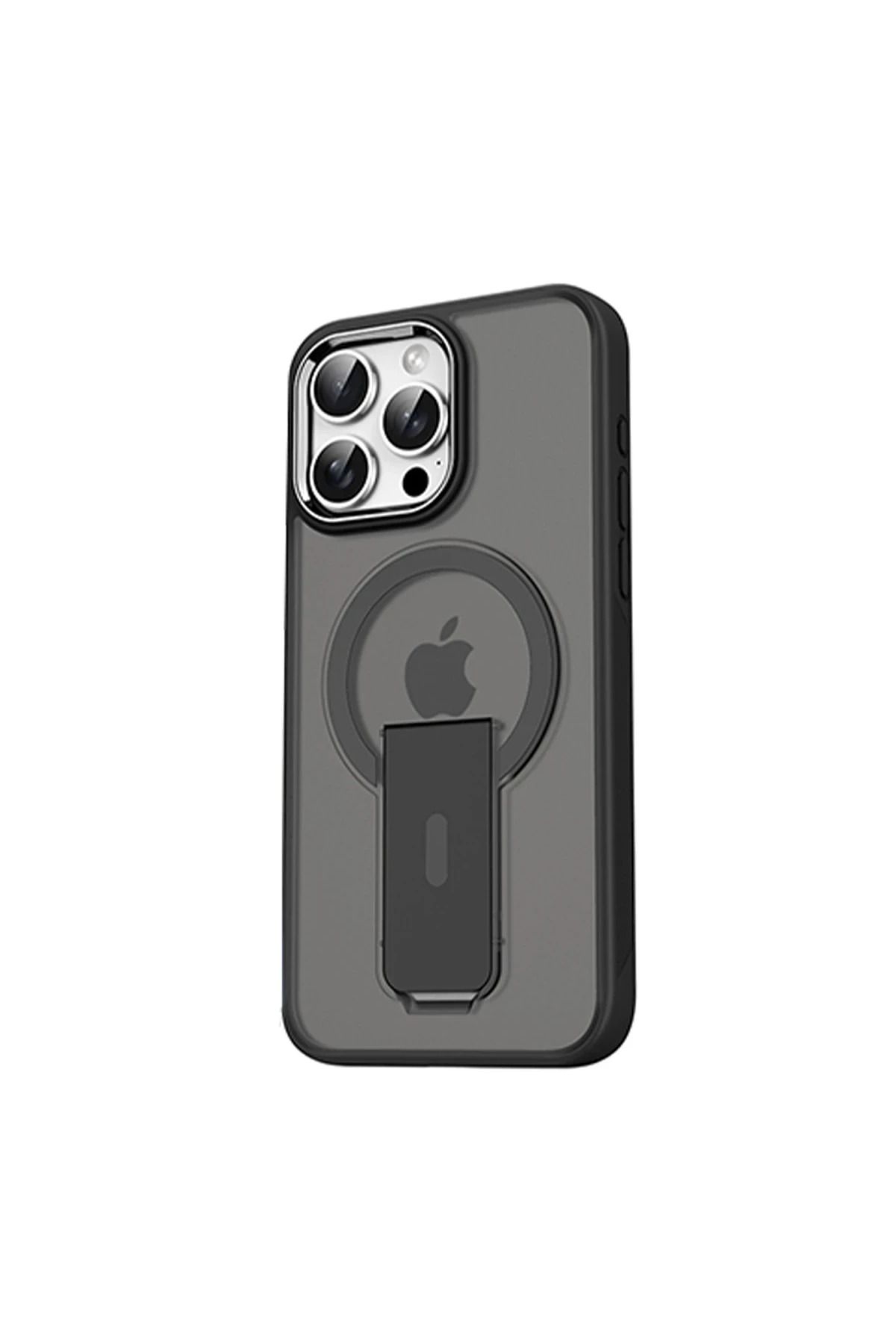 Toptan Bulurum iPhone 16 Pro Max Tork Magsafe Standlı Kapak - Siyah