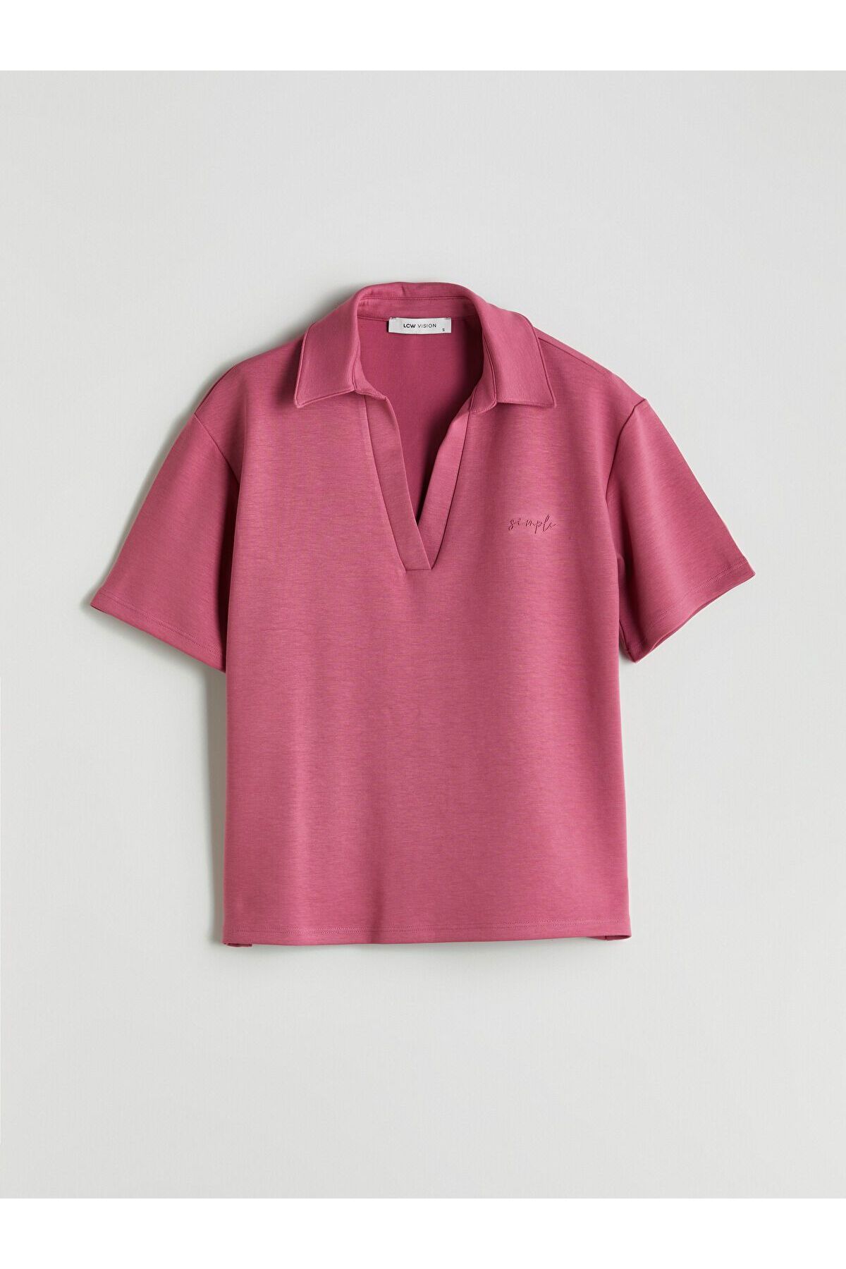 LC Waikiki Polo Yaka Nakışlı Kadın Tişört