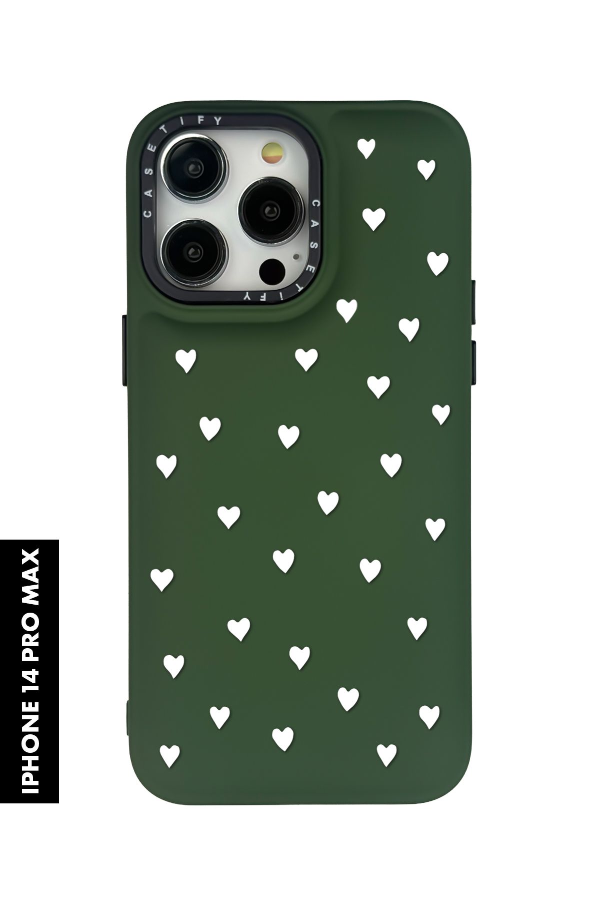 mooodcase iPhone 14 Pro Max Uyumlu Beyaz Kalpler Desenli Silikonlu Pillow Kılıf