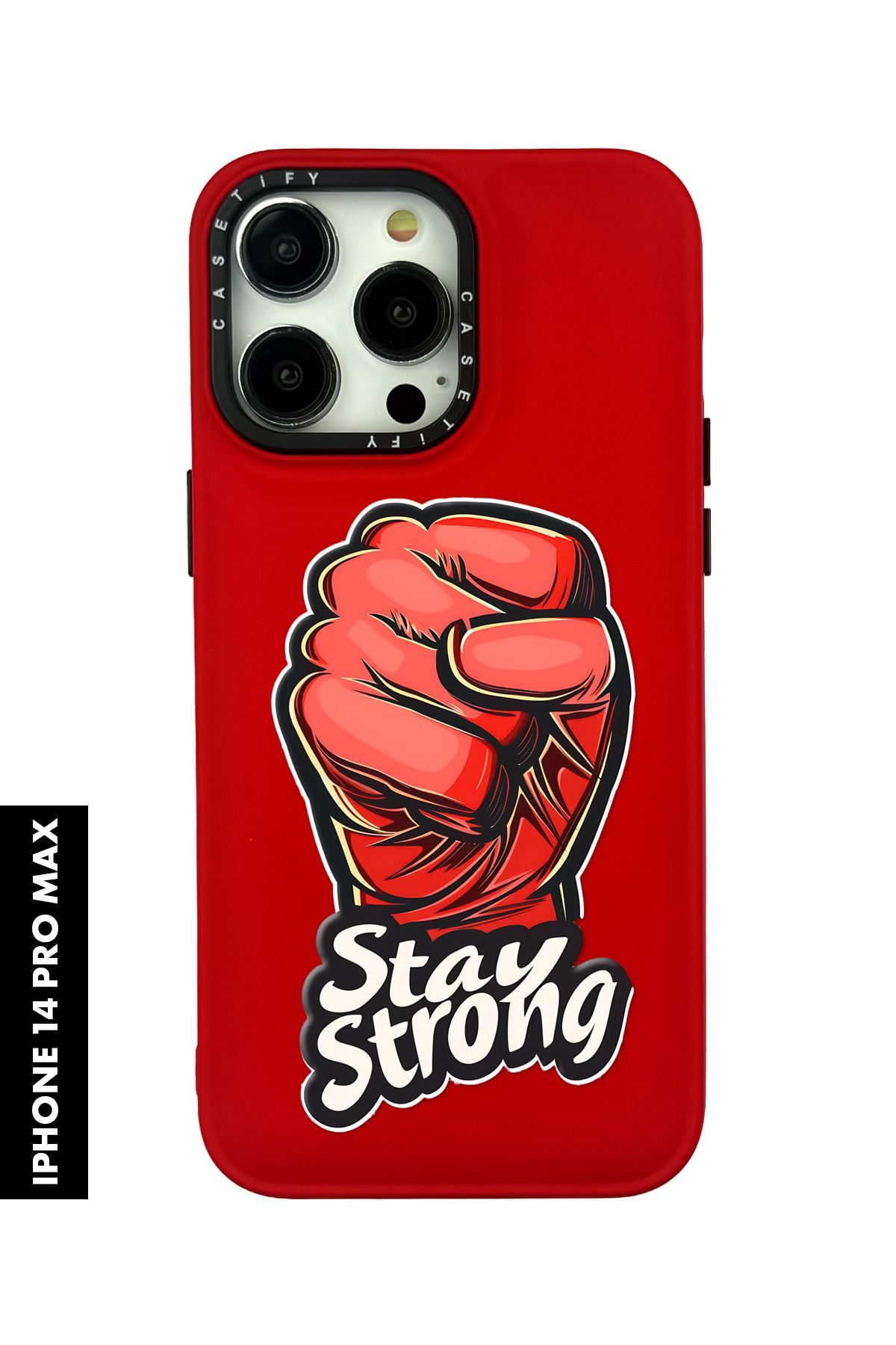 mooodcase iPhone 14 Pro Max Uyumlu Stay Strong Desenli Silikonlu Pillow Kılıf