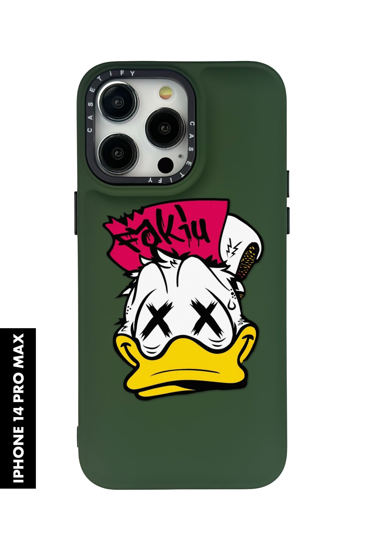 mooodcase iPhone 14 Pro Max Uyumlu Punc Duck Desenli Silikonlu Pillow Kılıf