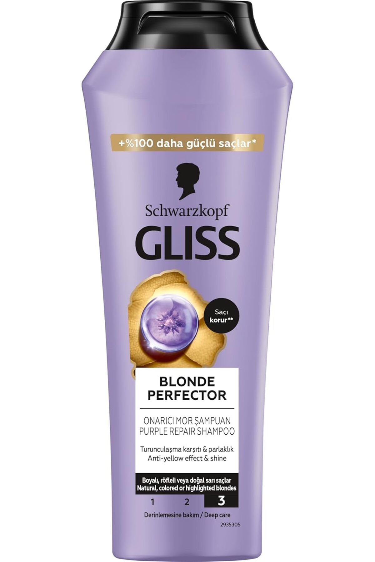 Glissa Gliss Blonde Perfector Turunculaşma Karşıtı Onarıcı Şampuan Peptit ve Yaban Mersini Özü ile 250 ml