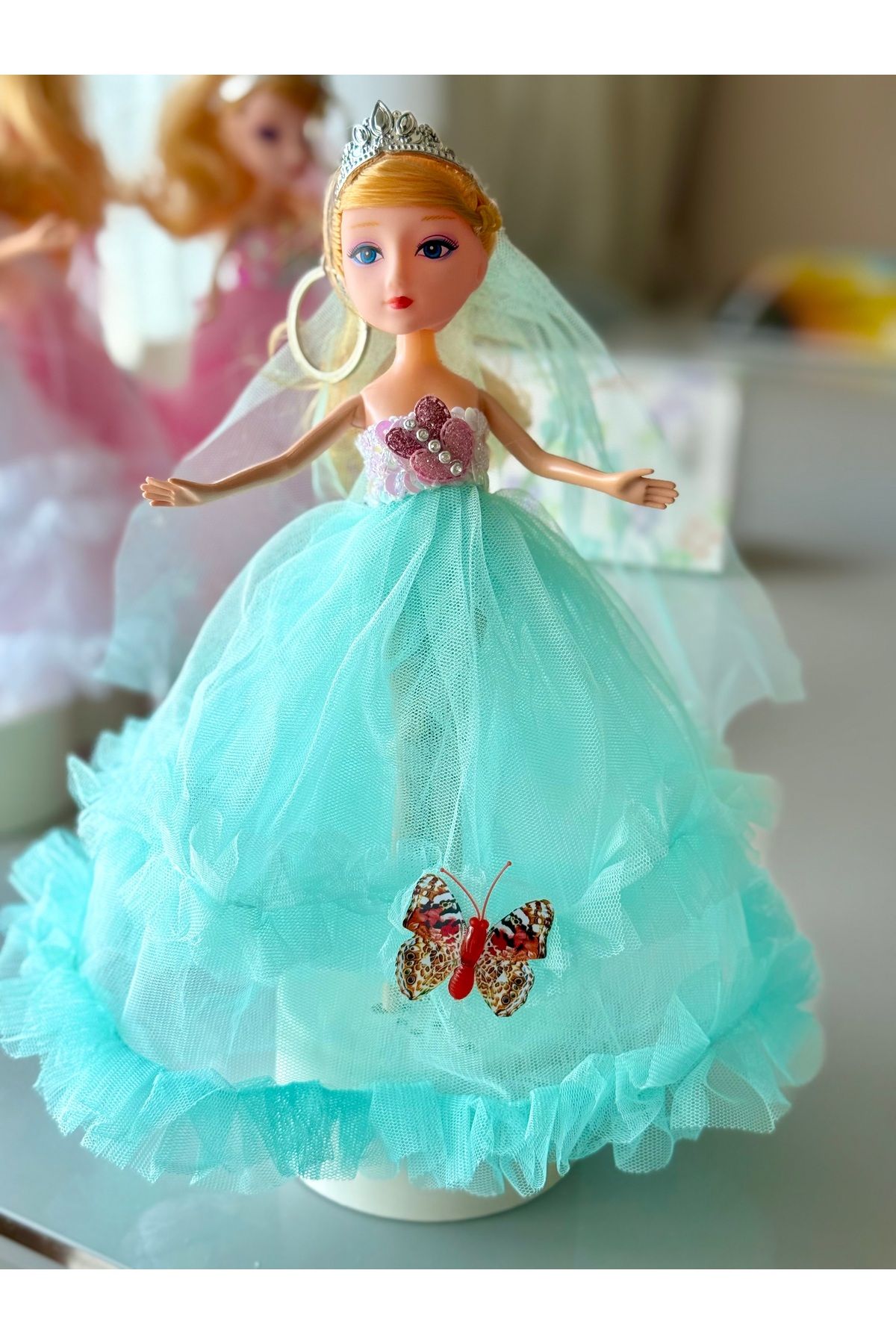 DF ToyShop KURMALI MÜZİKLİ DÖNEN MAVİ PRENSES BEBEK