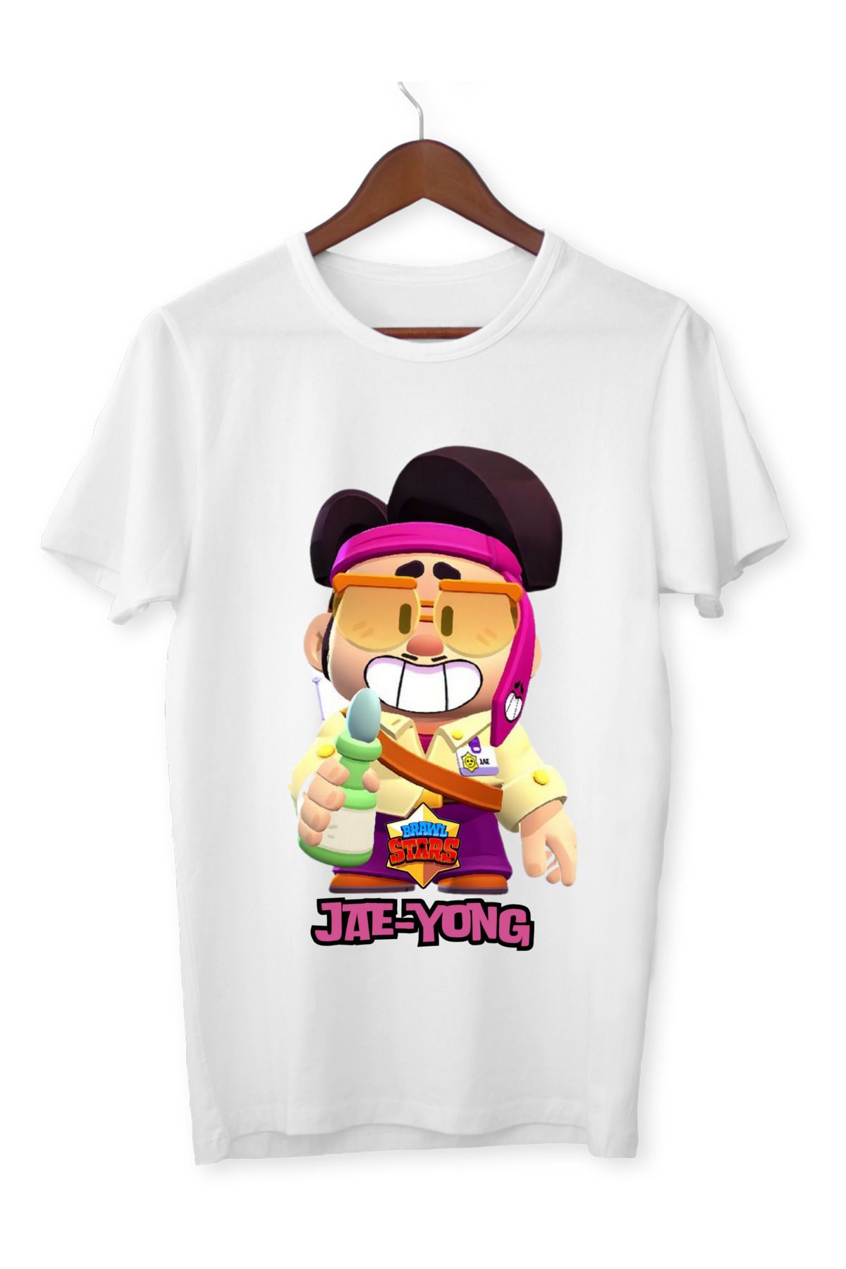 ALPŞAN TİCARET Brawl Stars jae-yong Çocuk Yetişkin Beyaz T-shirt Brawl Stars jae-yong Unisex Çocuk Tişört
