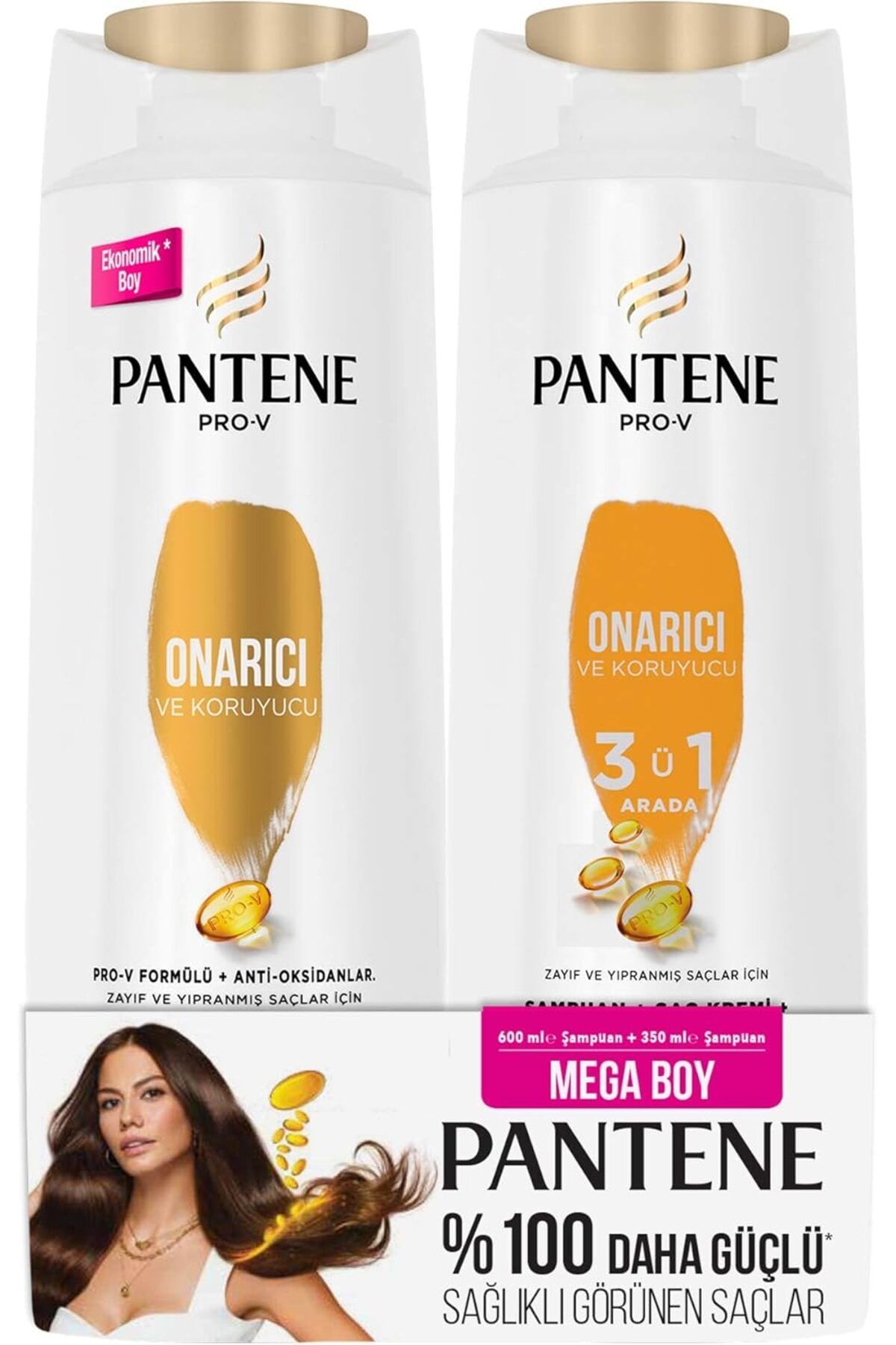 Pantene Pro-V Onarıcı Ve Koruyucu 600 ML Şampuan ve 350 ML 3’ü 1 Arada Şampuan