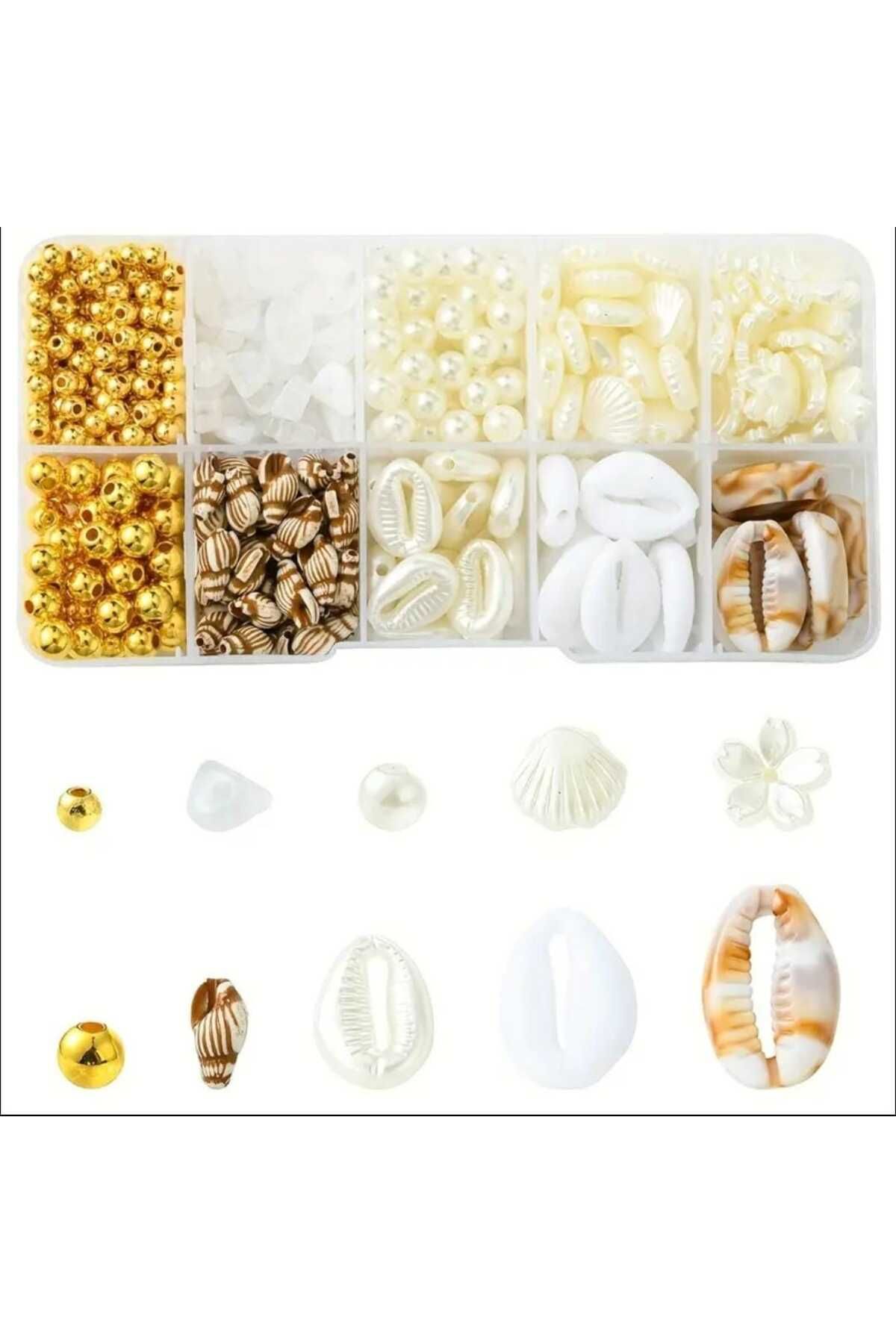 yiğit aksesuar Ara aparat Plastik Deniz kabuğu ve İnci Boncuk Set Bileklik Kolye takı yapım malzemeleri