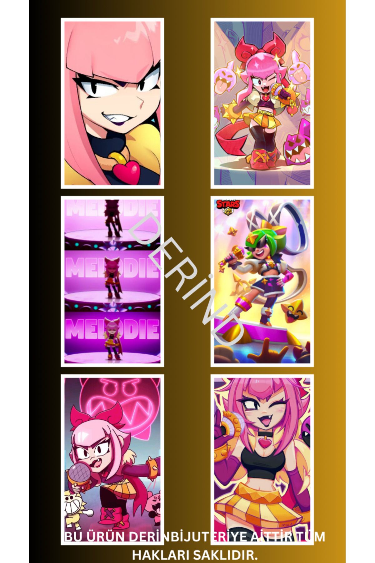 DERİND Brawl Stars Melodie 8 adet Sticker Özel Üretim 7,5x10cm