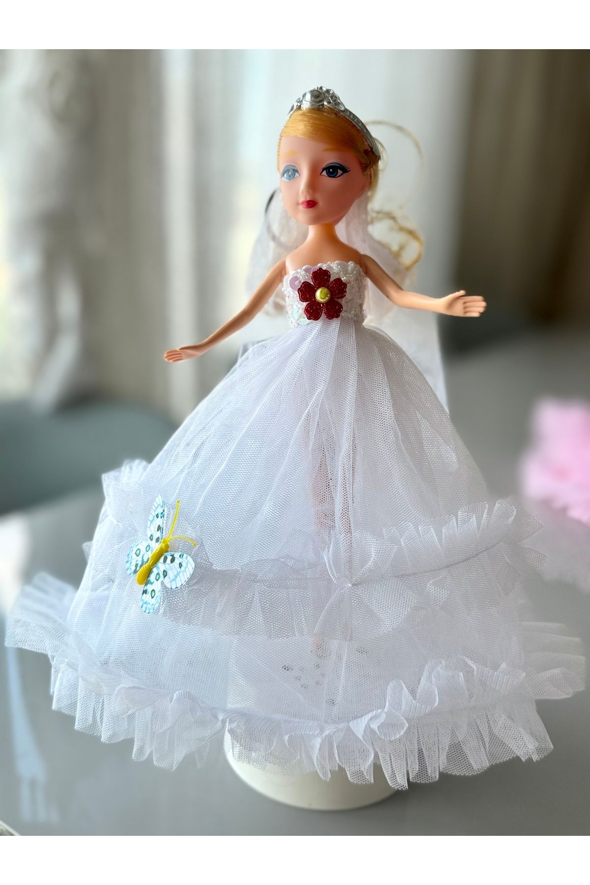 DF ToyShop KURMALI MÜZİKLİ DÖNEN BEYAZ PRENSES BEBEK