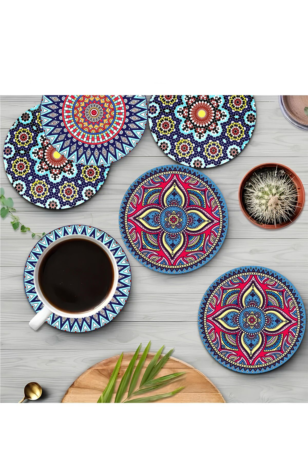 kutuTR 6'lı Ahşap Bardak Altlığı BRD-009