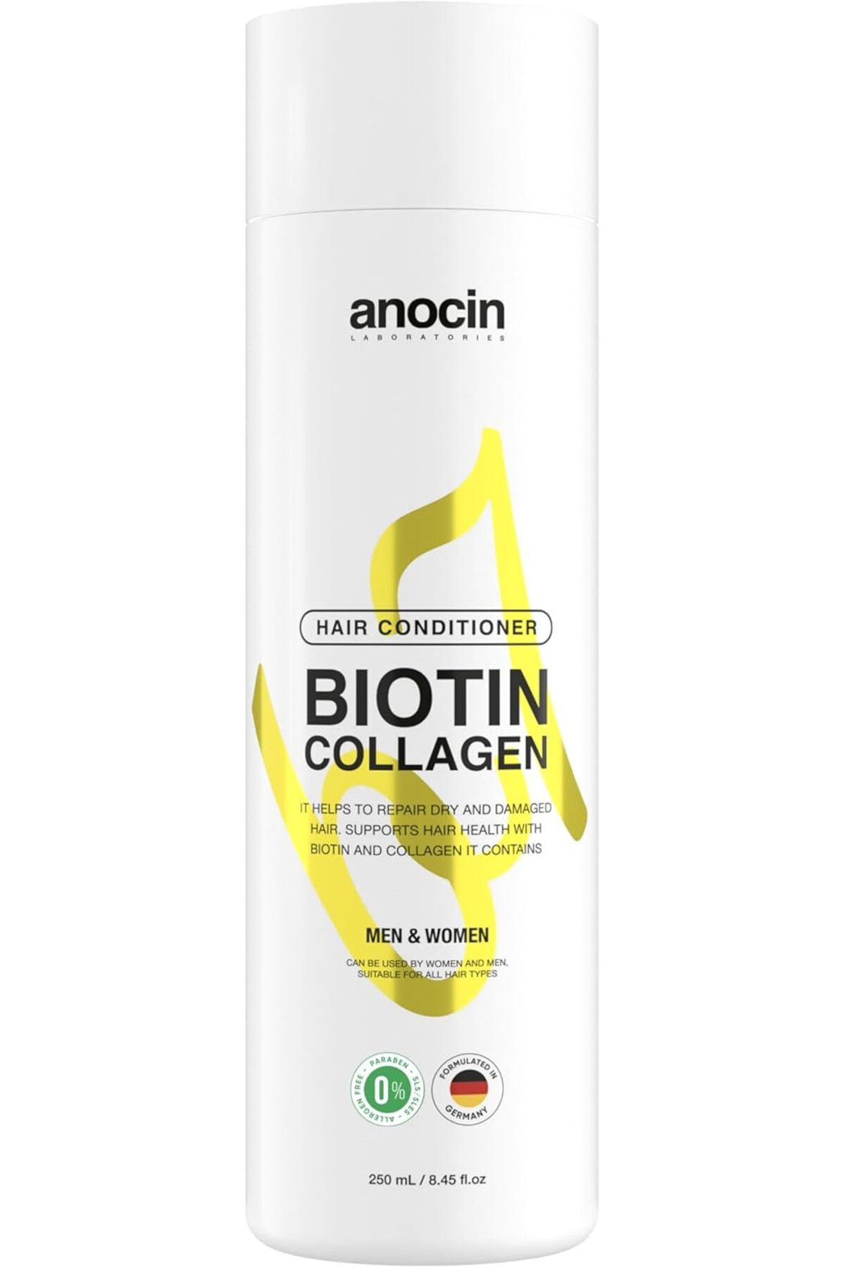 anocin Bitkisel Sülfatsız, Tuzsuz, Biotin + Collagen Saç Kremi, Karşıtı Saç Kremi 250ml