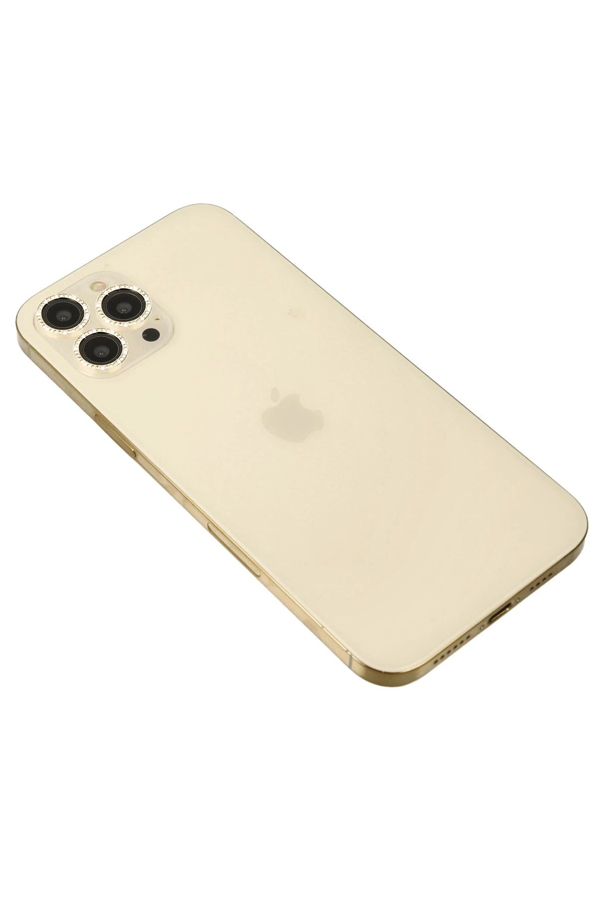 CepteToptan iPhone 12 Pro Max Uyumlu Diamond Kamera Lens - Gold