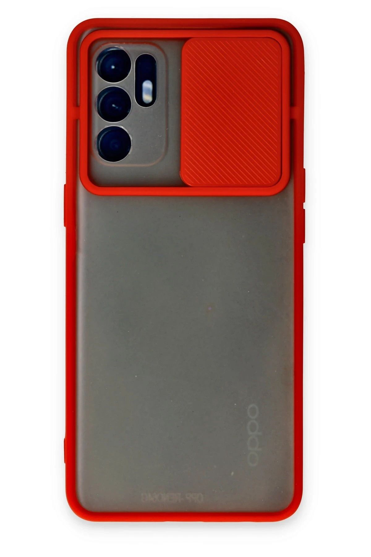 CepteToptan Oppo Reno 6 Kılıf Palm Buzlu Kamera Sürgülü Silikon - Kırmızı