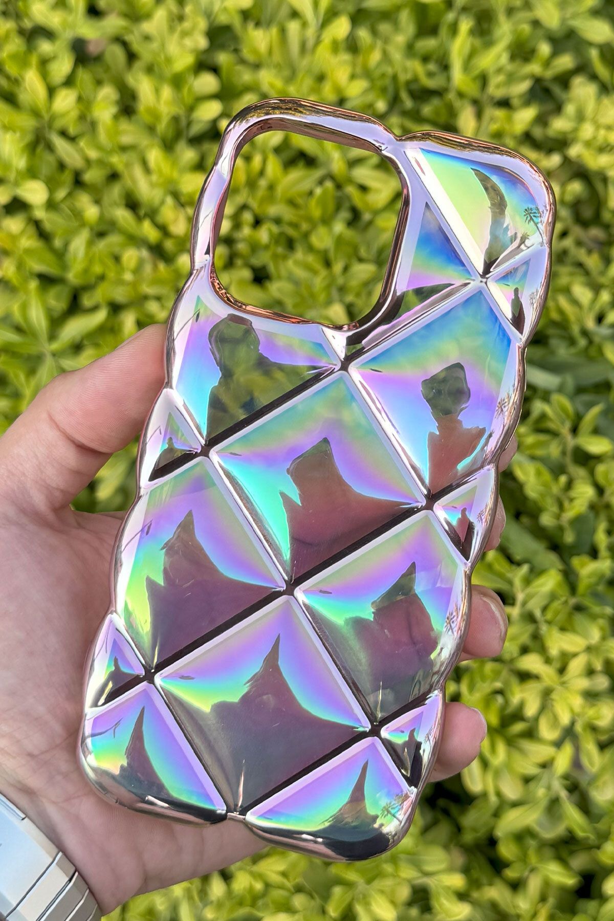 CEPSTOK Apple iPhone 14 Pro Kılıf Hologramlı Pofuduk Darbe Önleyici Silikon Kapak