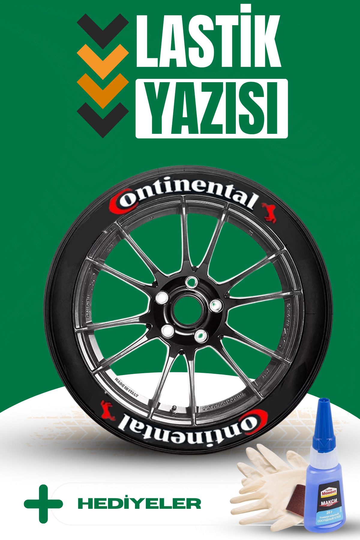 Baghes Continental Motosiklet Ve Otomobil Araç 3d Oto Lastik Yazısı Sticker Arma Seti – 8 Adet