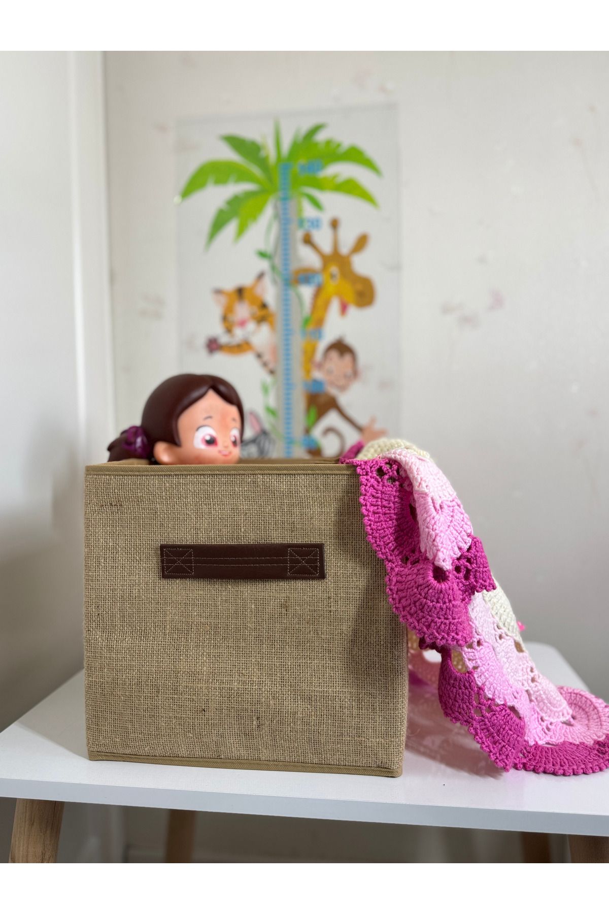 Eyfe Home Jüt Kapaksız Dolap Içi Çamaşır Oyuncak Düzenleyici Katlanır Saklama Kutusu 30x30x30 cm