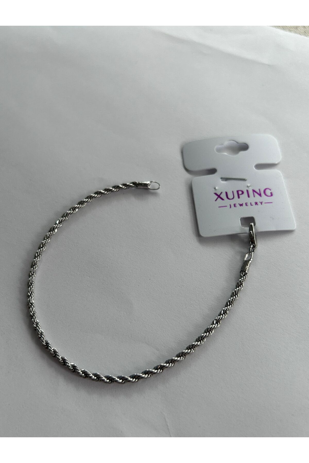 soleah Xuping Paslanmaz Çelik Silver Burgu İnce Bileklik 19cm