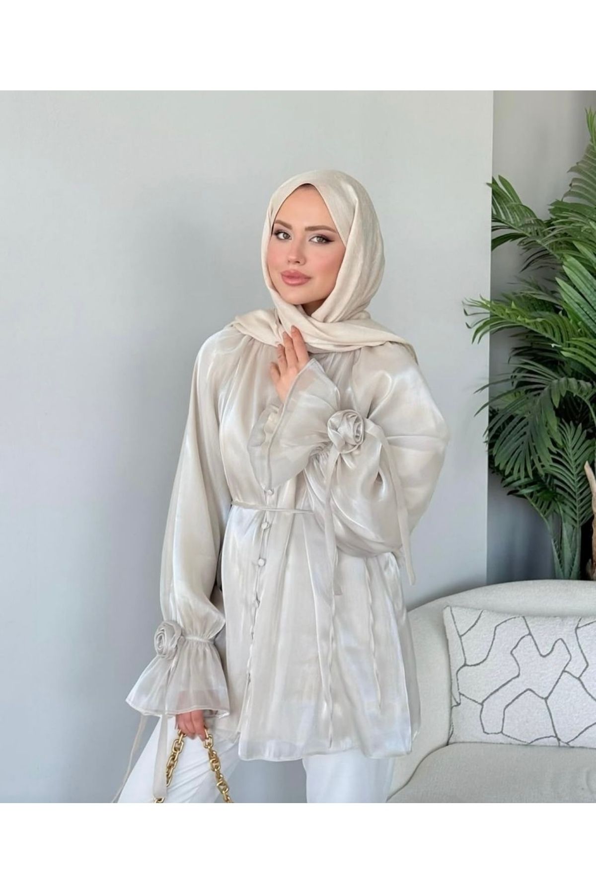 Kağanbutik Güllü Organze Gömlek