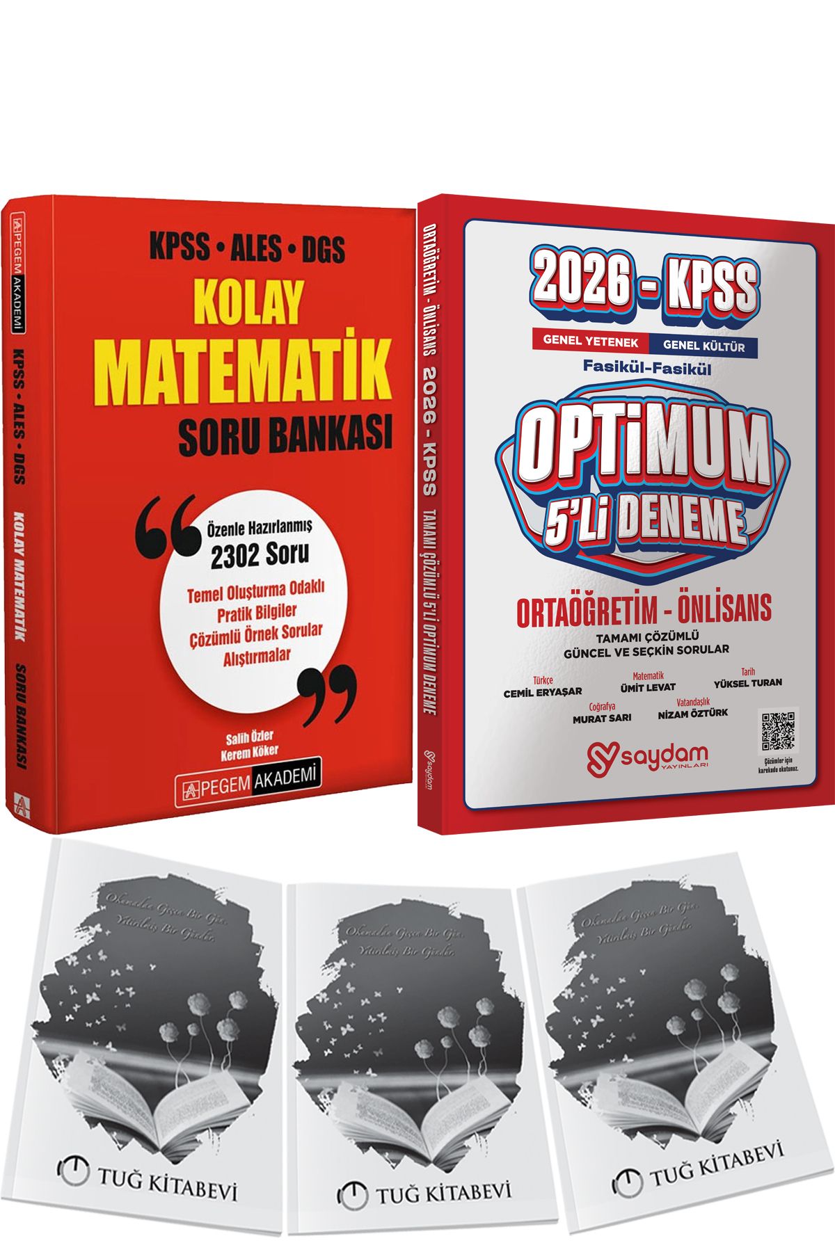Pegem Akademi Yayıncılık 2026 KPSS-ALES-DGS Kolay Matematik Soru Bankası - Optimum 5 Deneme + Hediye