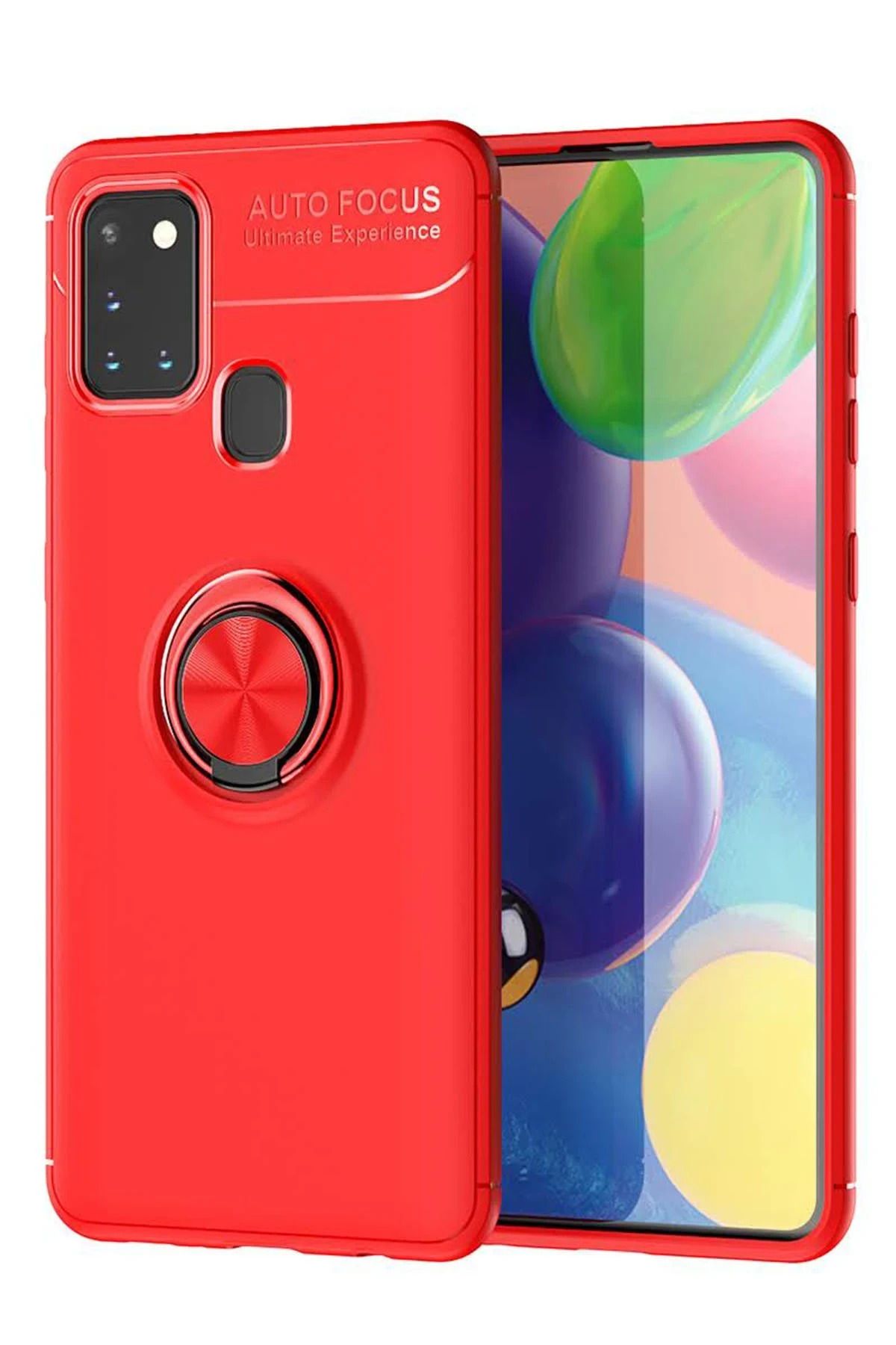 CepteToptan Samsung Galaxy M31 Kılıf Range Yüzüklü Silikon - Kırmızı
